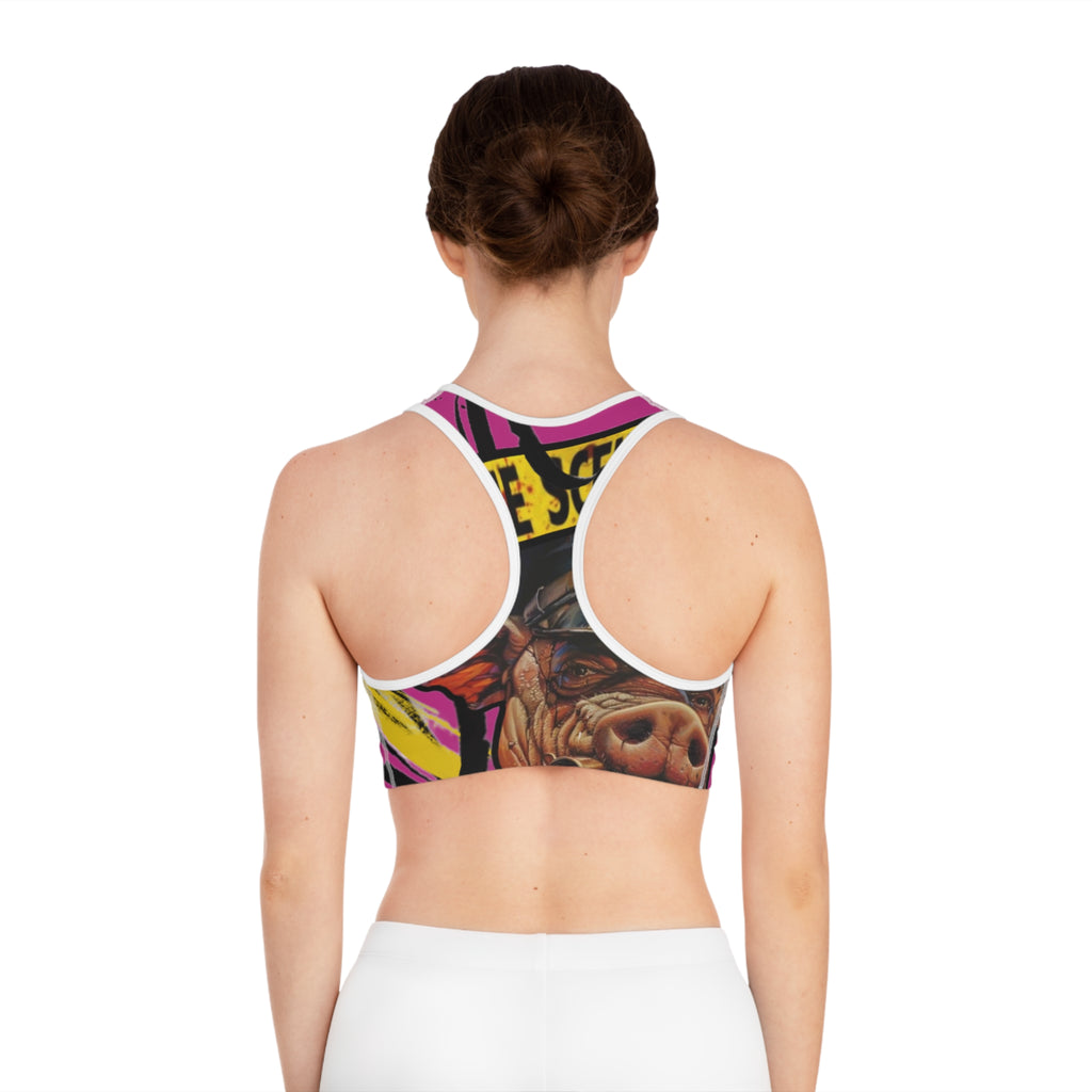 Crime Scene Pig Sports Bra — Bold Graphic Activewear ARTIST MIZZ EXTINKED