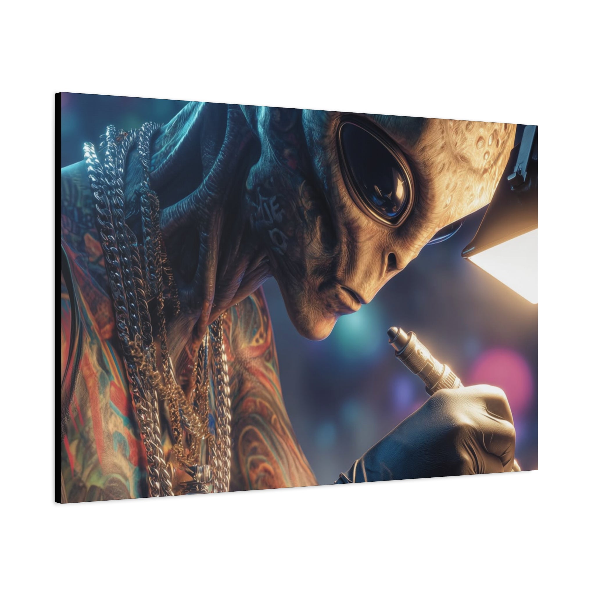 Alien Tattoo Artist Canvas Print — Matte Stretched Wall Art