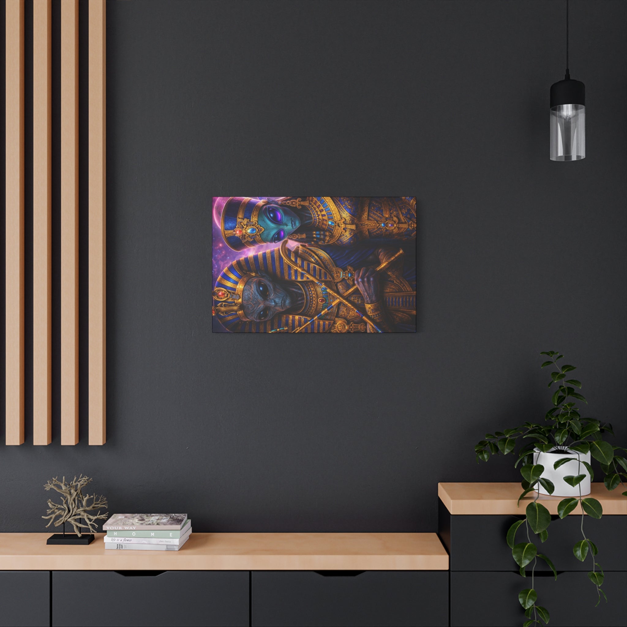 Alien Pharaoh Canvas Art - Matte Stretched Wall Decor