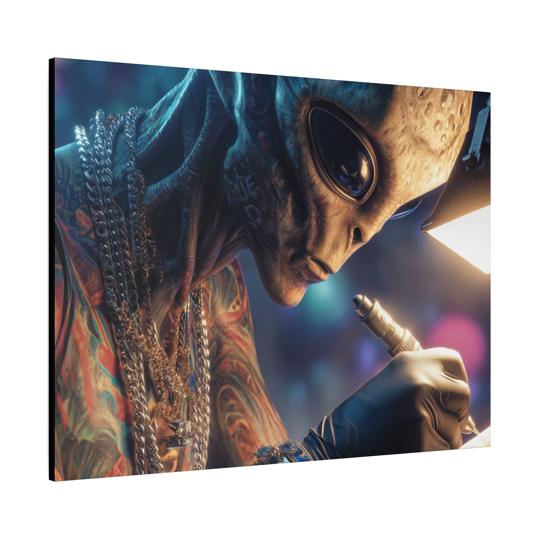 Alien Tattoo Artist Canvas Print — Matte Stretched Wall Art