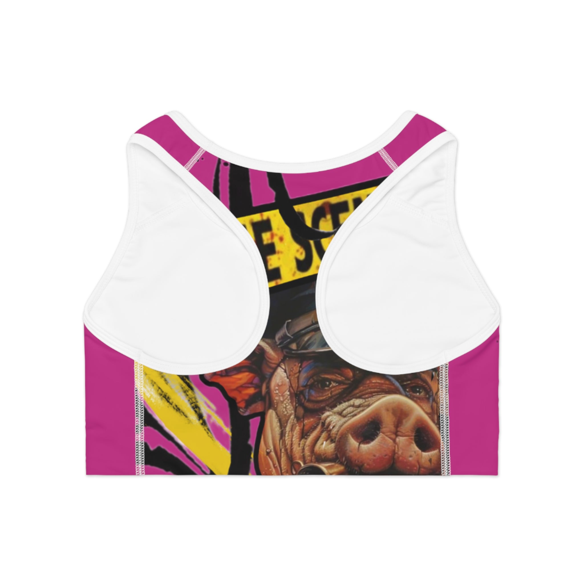 Crime Scene Pig Sports Bra — Bold Graphic Activewear ARTIST MIZZ EXTINKED