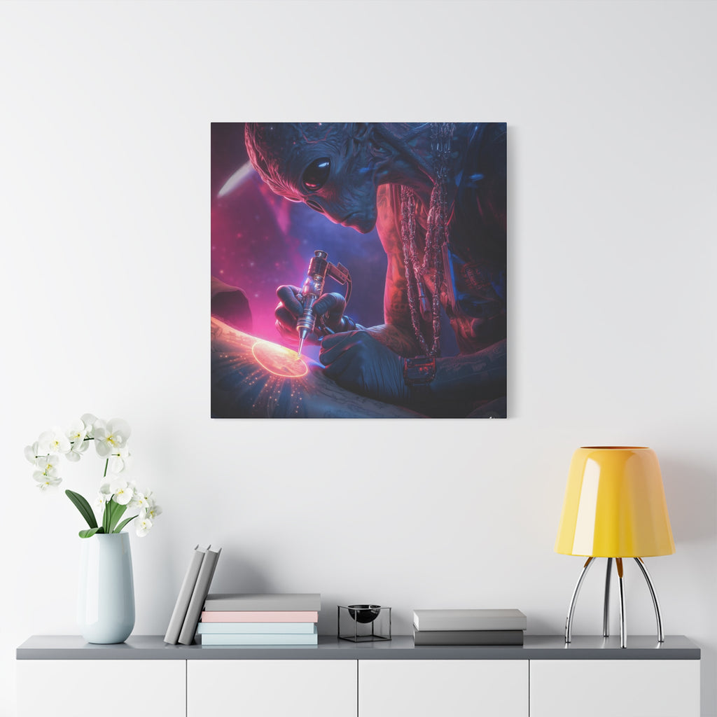 Alien Artist Canvas Print — Neon Sci‑Fi Wall Art