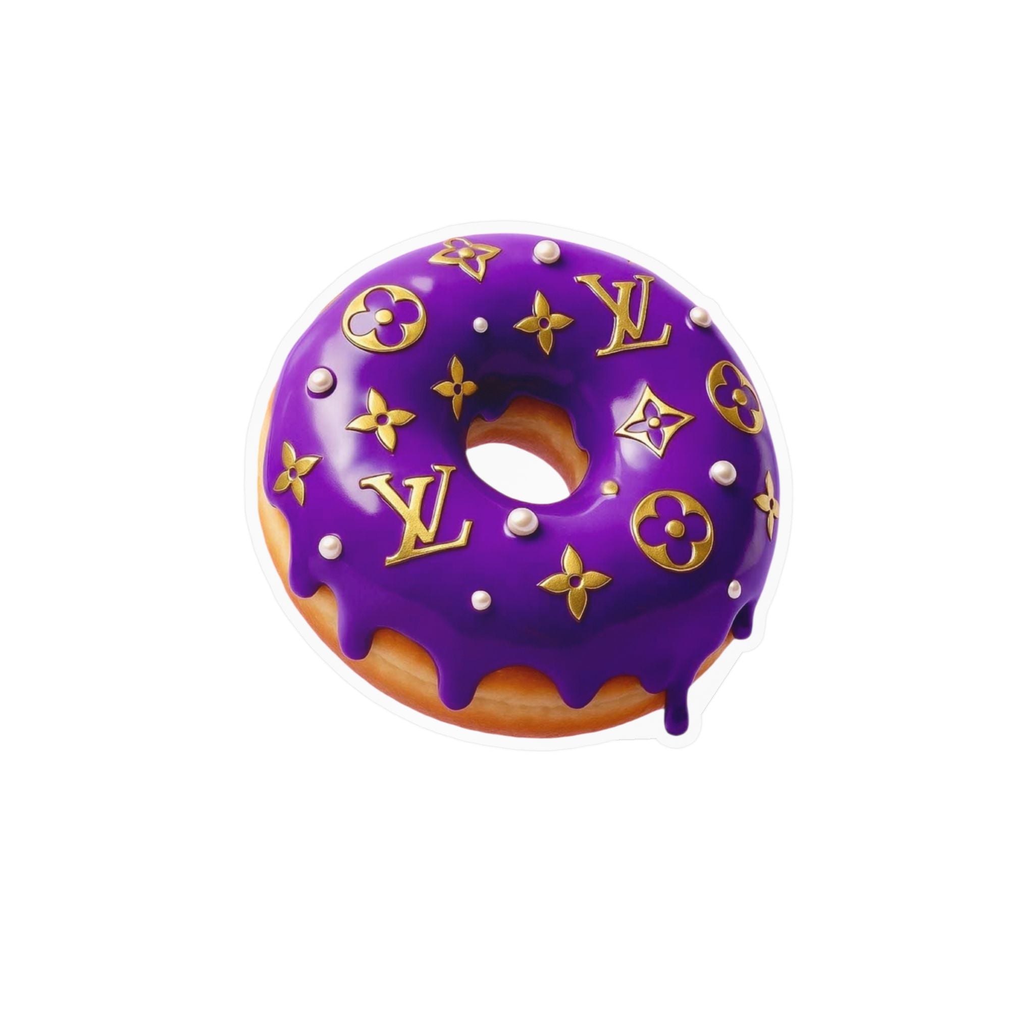 Luxury Logo Donut Vinyl Sticker – Purple Drip Kiss-Cut Decal