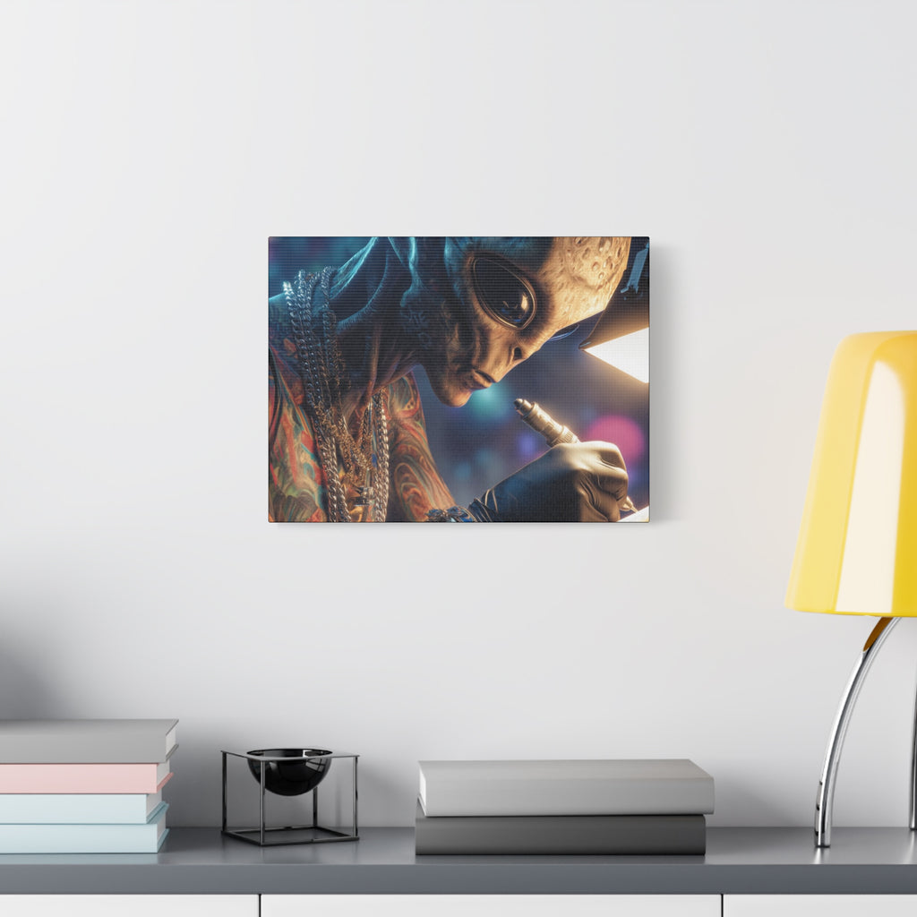 Alien Tattoo Artist Canvas Print — Matte Stretched Wall Art