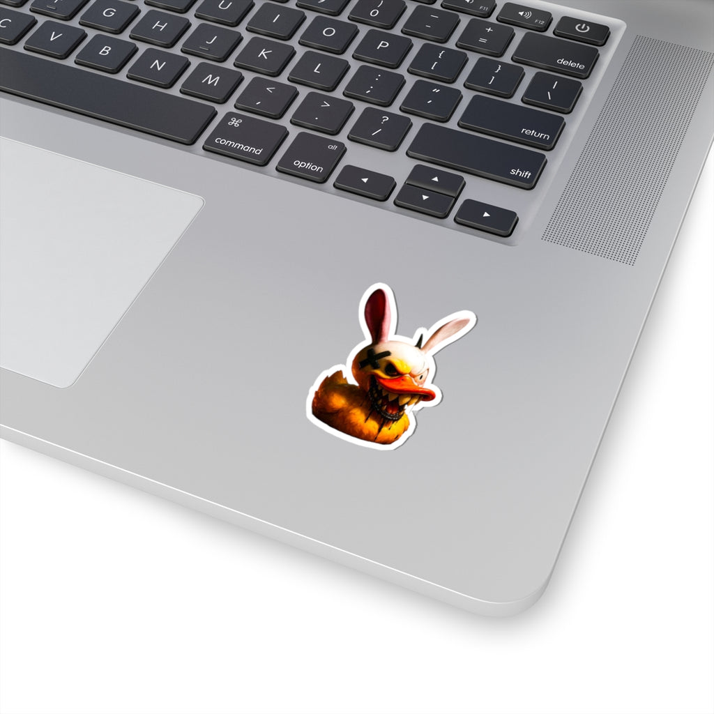 Creepy Bunny Duck Kiss-Cut Sticker — Horror Cartoon Laptop Decal