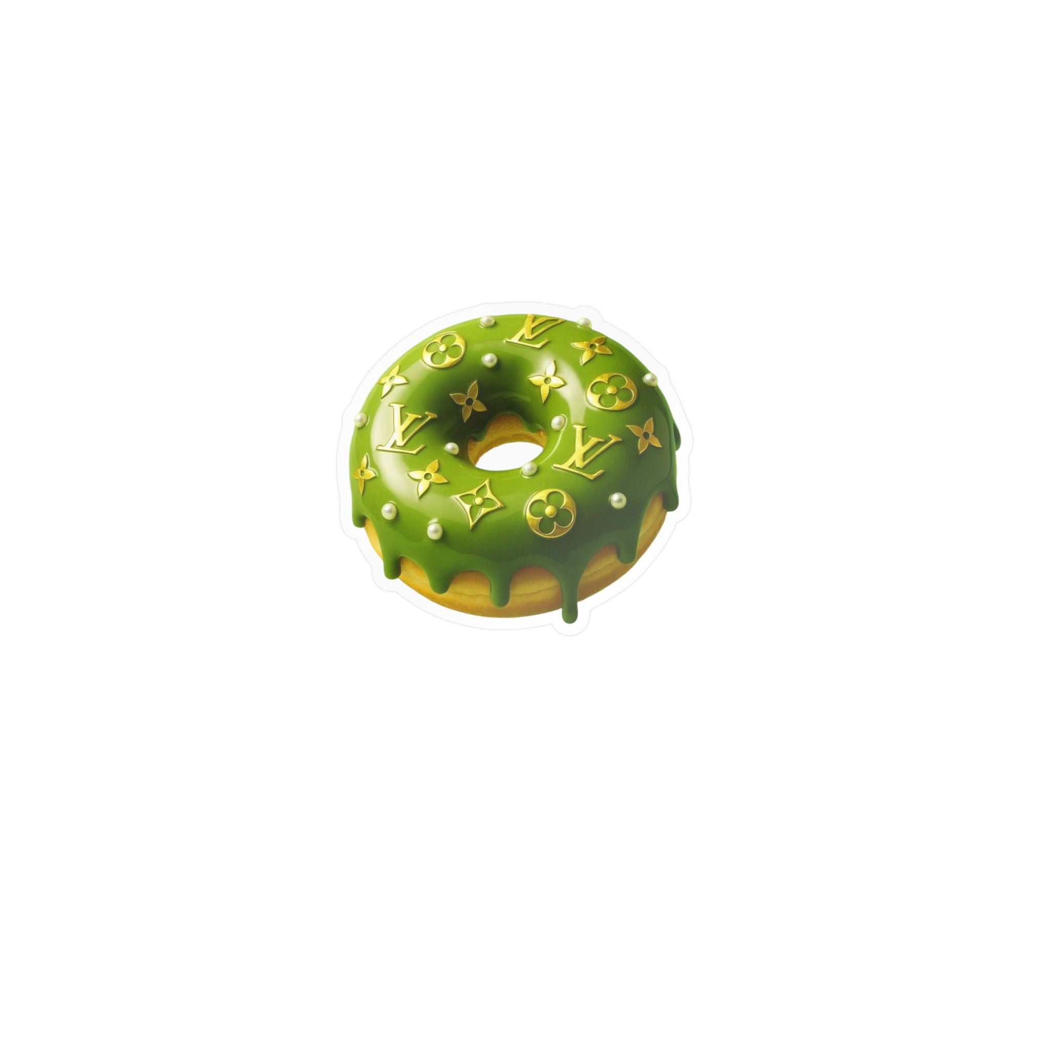 Green Designer LV Donut Kiss-Cut Vinyl Sticker
