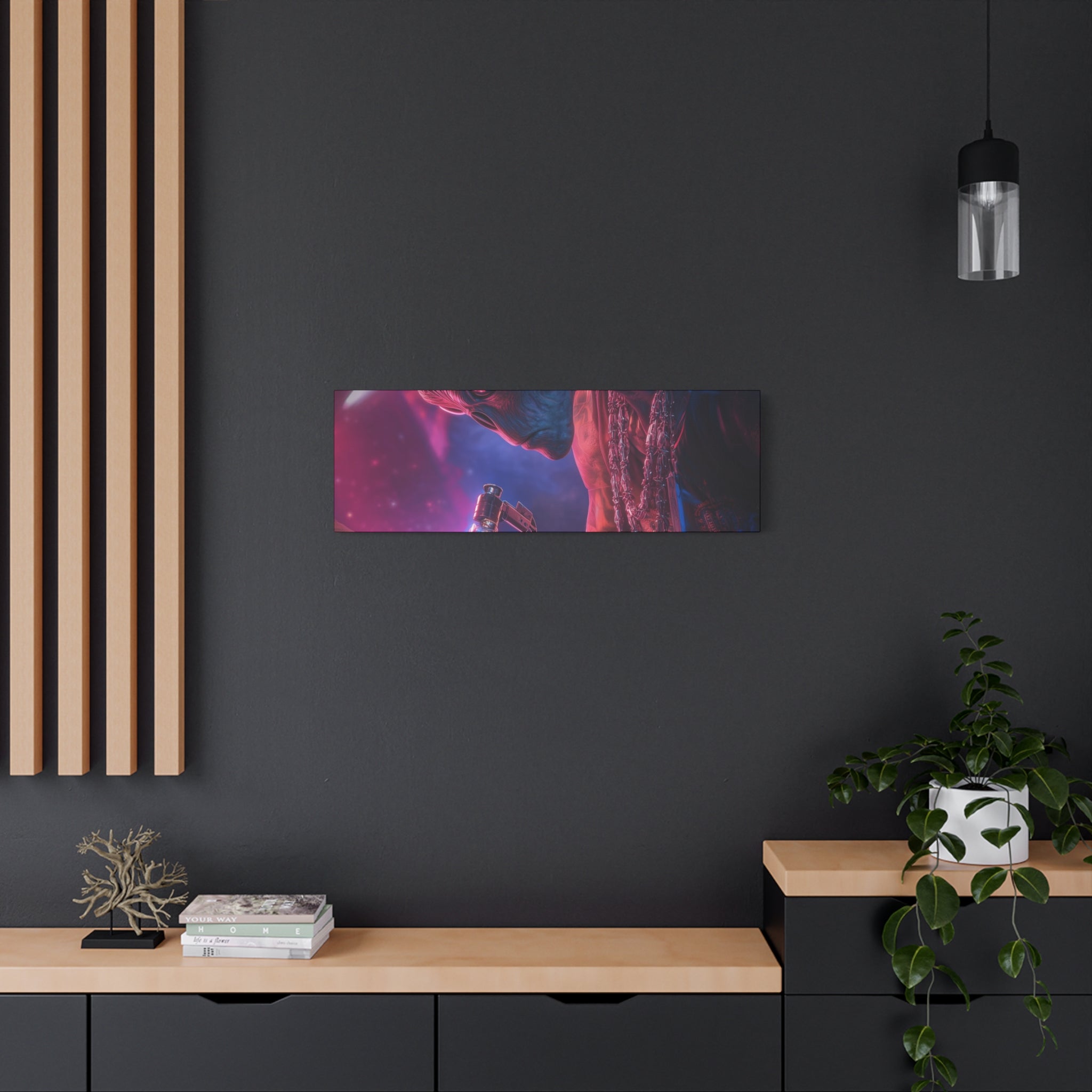 Alien Artist Canvas Print — Neon Sci‑Fi Wall Art