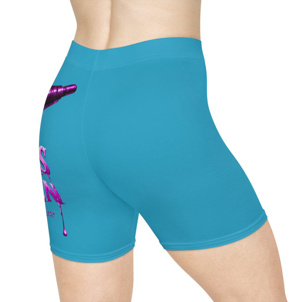 Scars Are Chosen Biker Shorts — Blue and pink