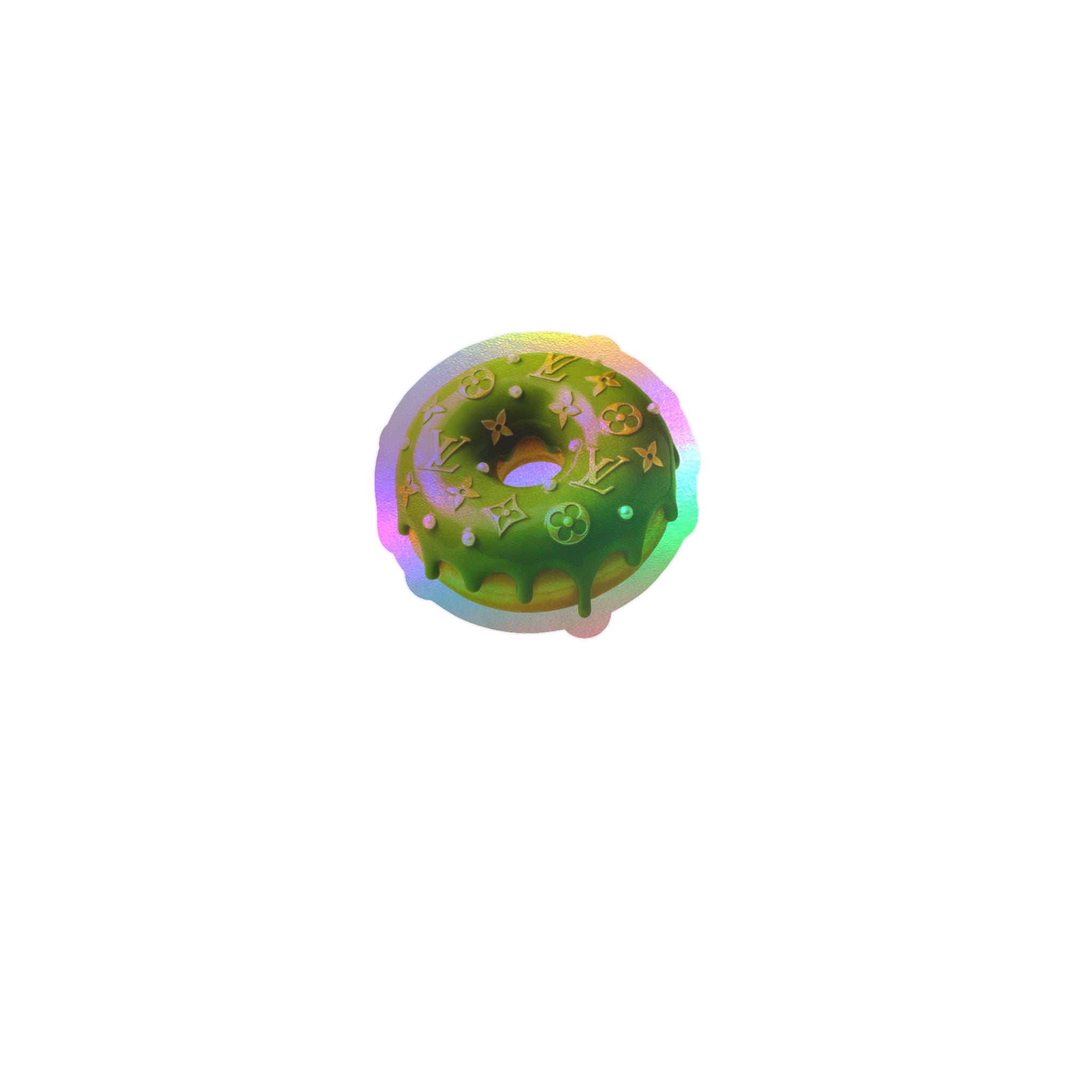 Green Designer LV Donut Kiss-Cut Vinyl Sticker