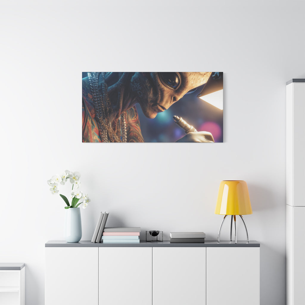 Alien Tattoo Artist Canvas Print — Matte Stretched Wall Art