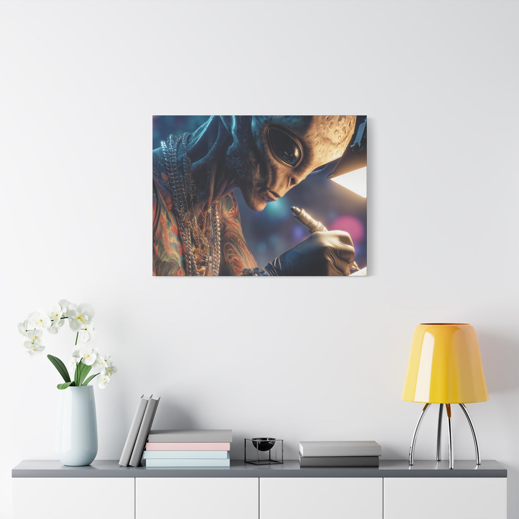 Alien Tattoo Artist Canvas Print — Matte Stretched Wall Art