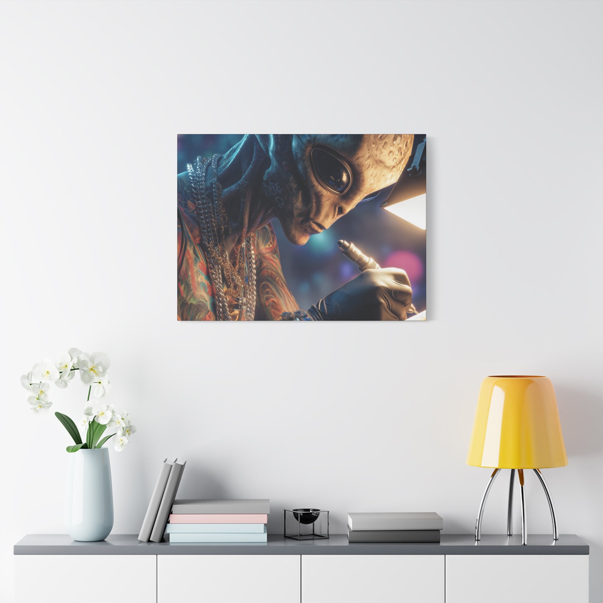 Alien Tattoo Artist Canvas Print — Matte Stretched Wall Art