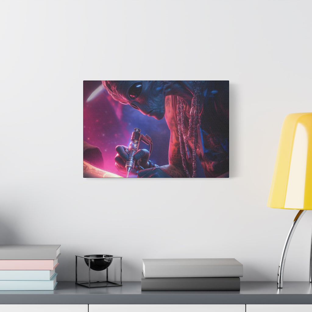 Alien Artist Canvas Print — Neon Sci‑Fi Wall Art