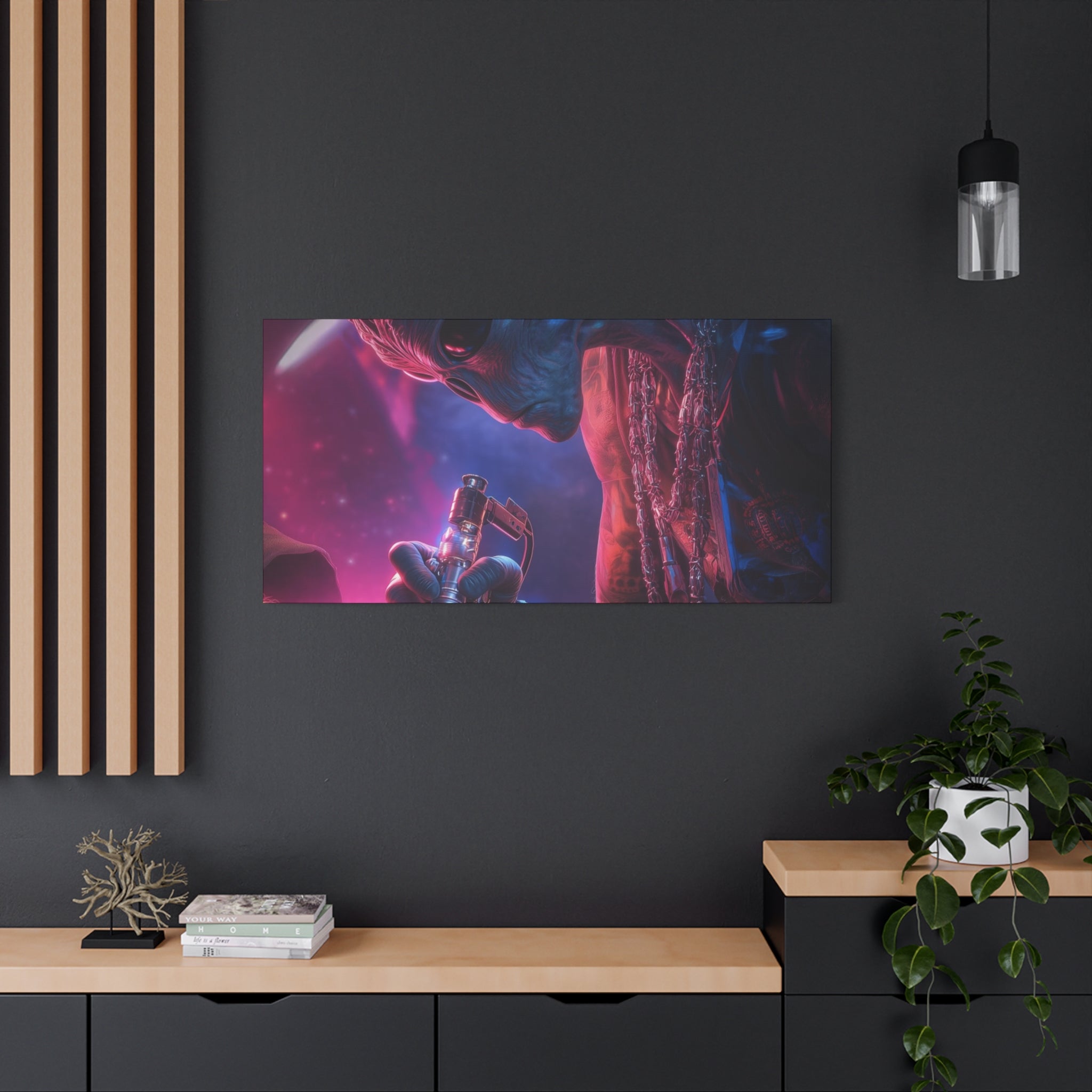 Alien Artist Canvas Print — Neon Sci‑Fi Wall Art