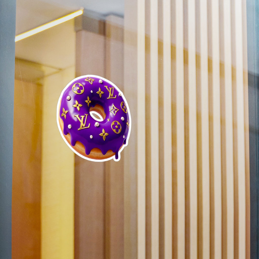 Luxury Logo Donut Vinyl Sticker – Purple Drip Kiss-Cut Decal