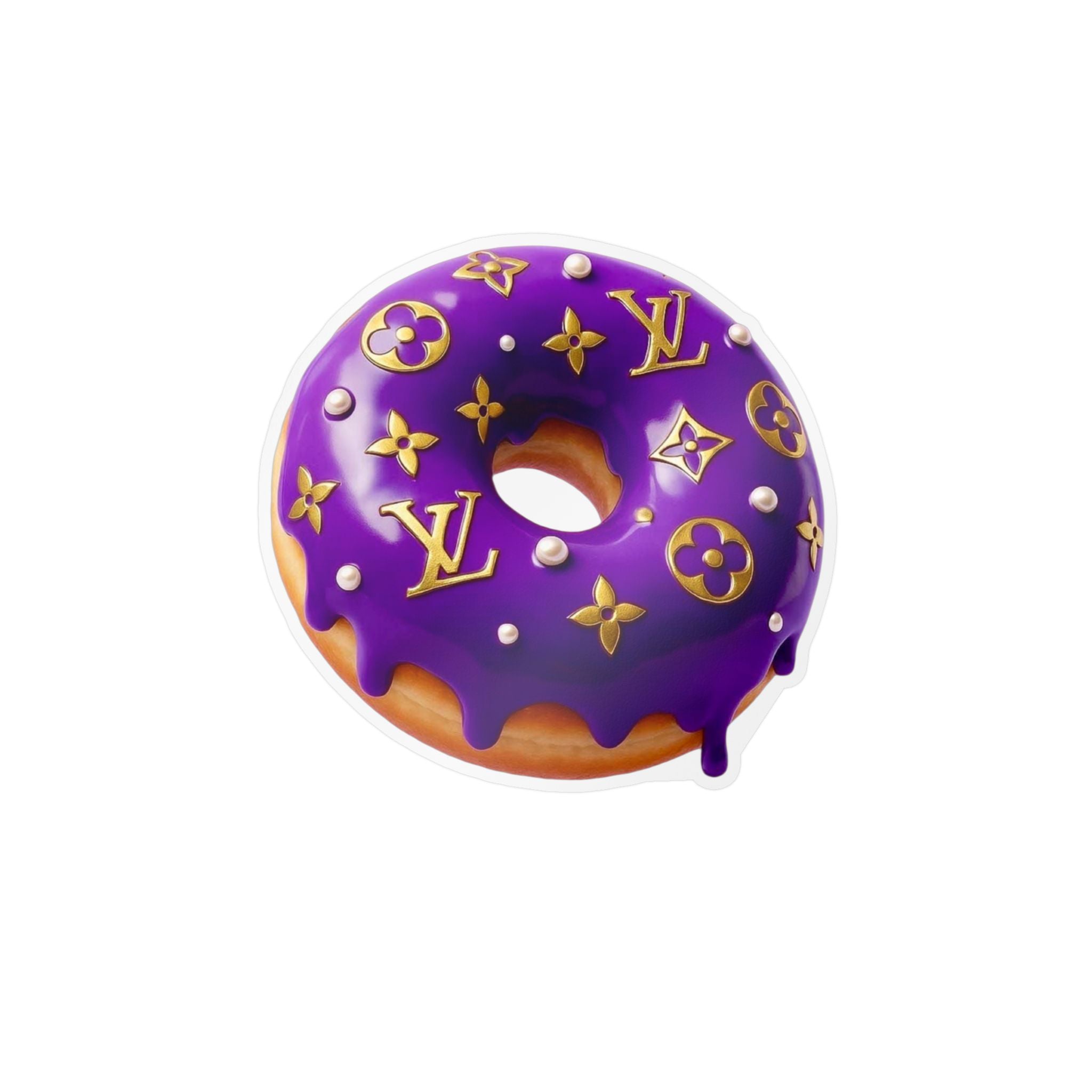 Luxury Logo Donut Vinyl Sticker – Purple Drip Kiss-Cut Decal