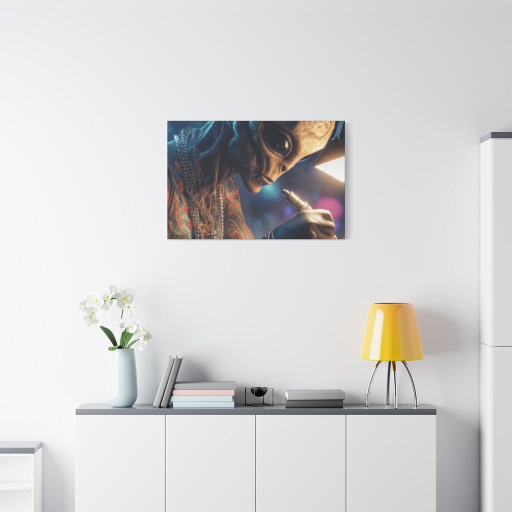 Alien Tattoo Artist Canvas Print — Matte Stretched Wall Art
