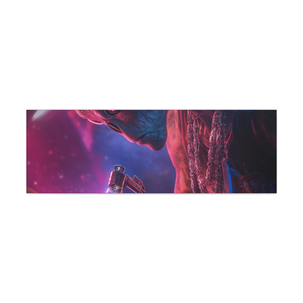 Alien Artist Canvas Print — Neon Sci‑Fi Wall Art