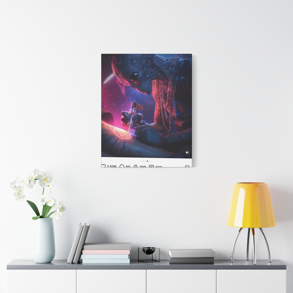 Alien Artist Canvas Print — Neon Sci‑Fi Wall Art