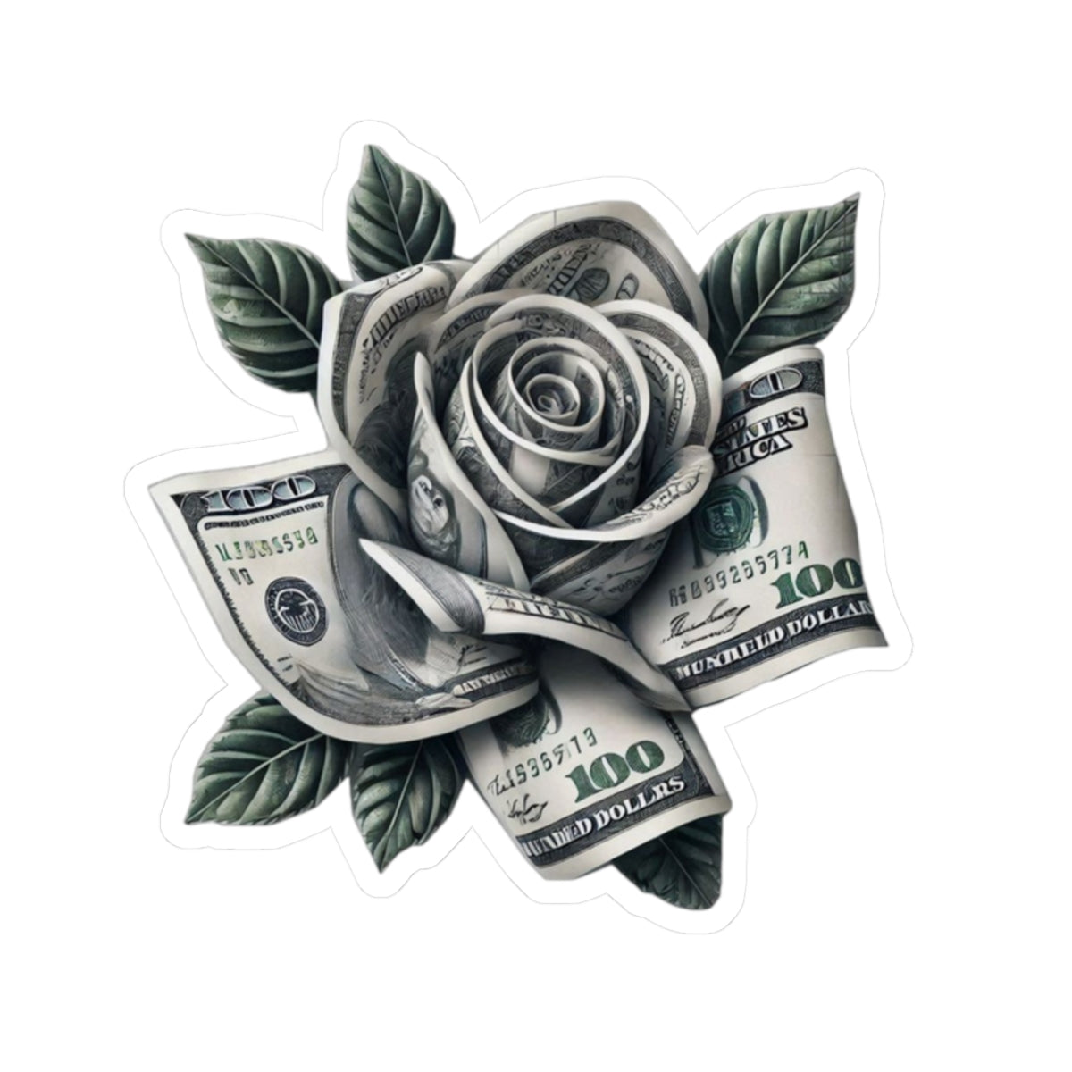 Money Rose Sticker — Kiss-Cut Vinyl Cash Rose Laptop Decal