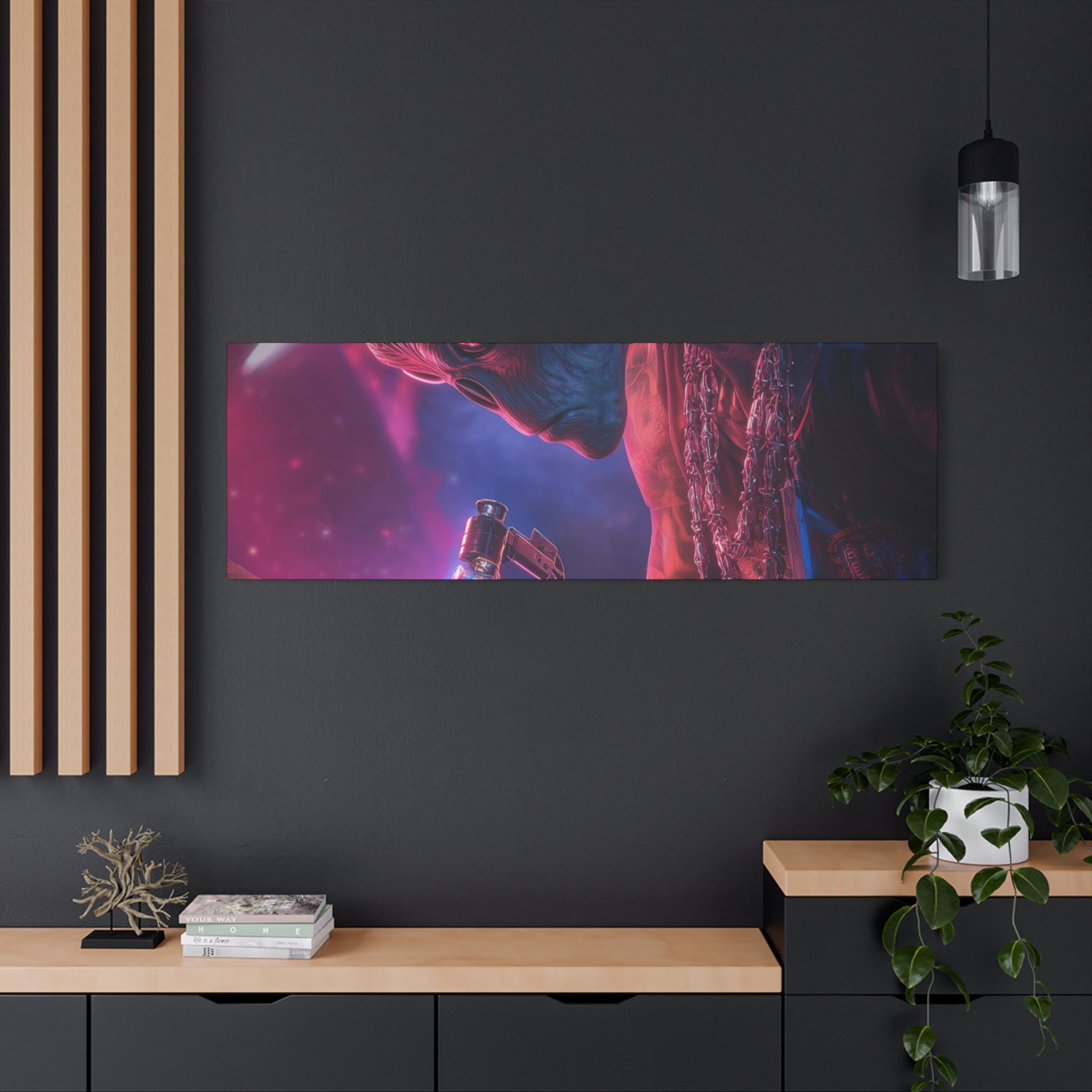 Alien Artist Canvas Print — Neon Sci‑Fi Wall Art