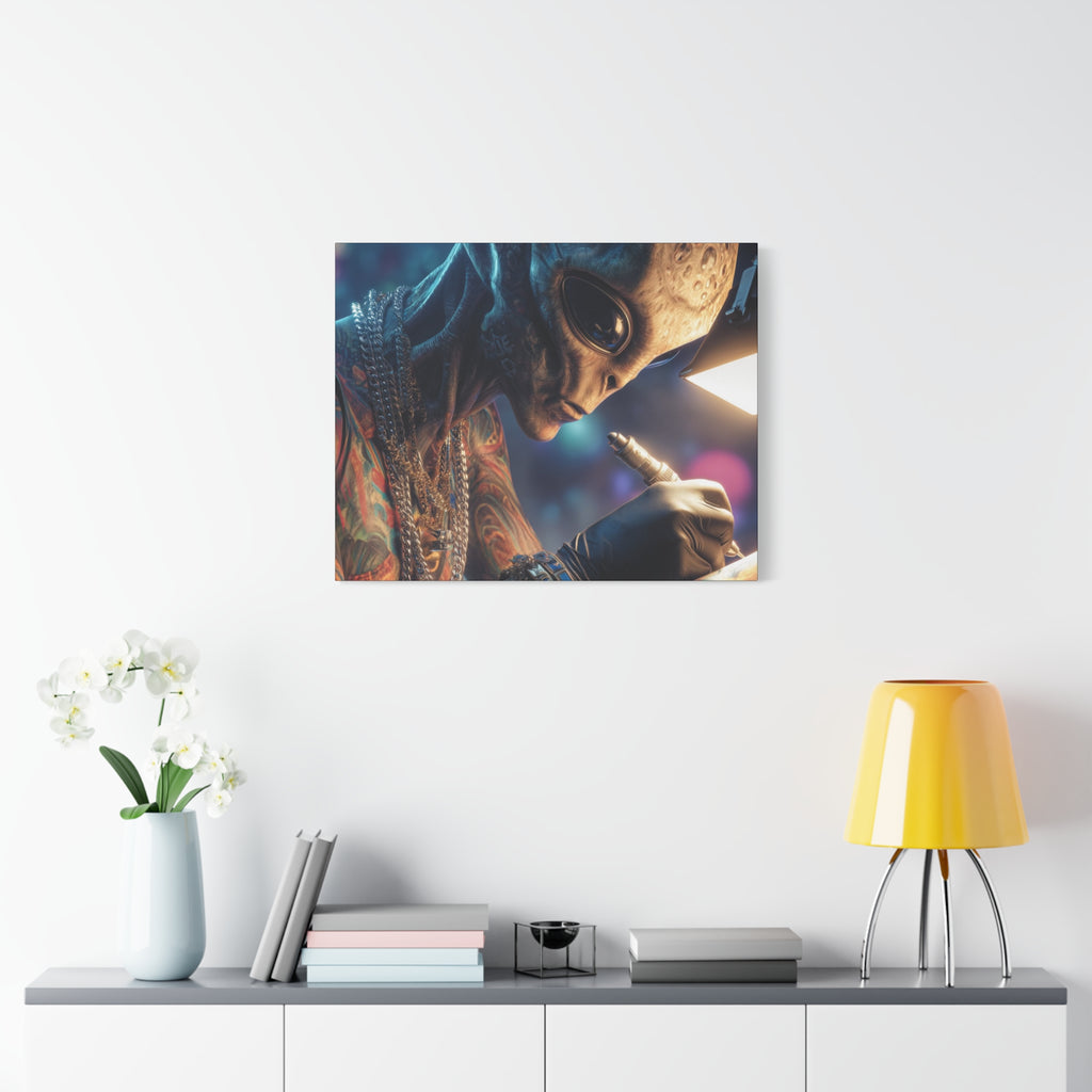 Alien Tattoo Artist Canvas Print — Matte Stretched Wall Art
