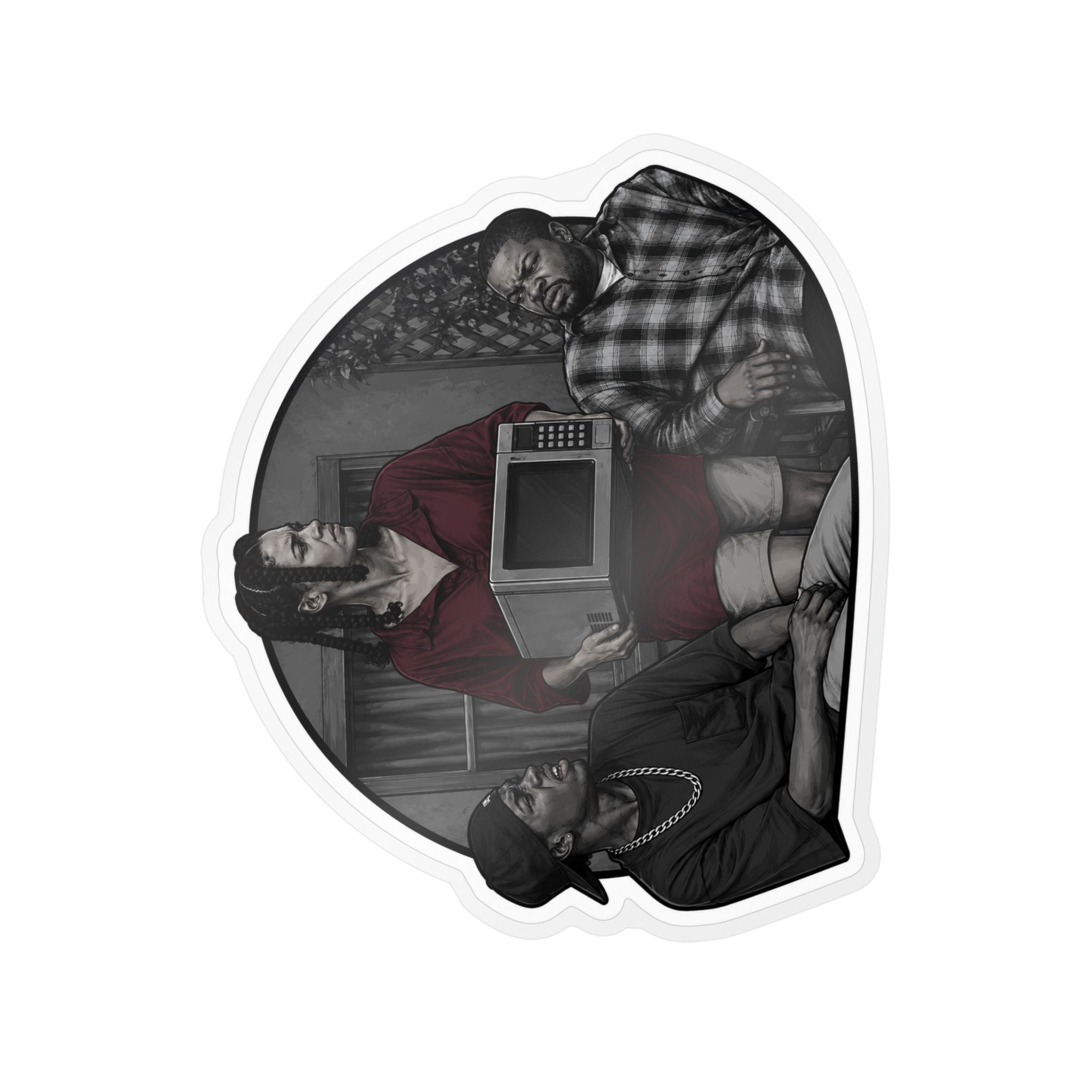 Friday collection Vinyl Sticker — Vintage TV Trio Kiss-Cut Decal