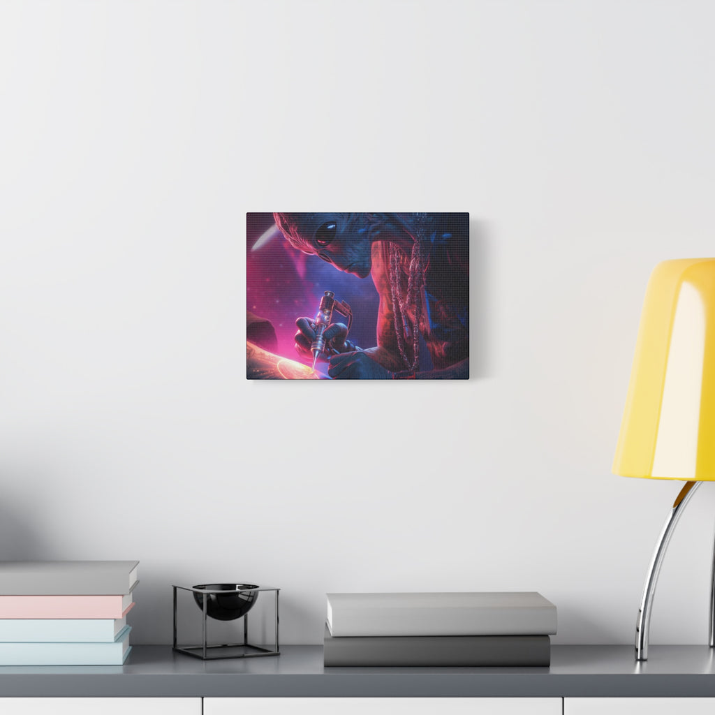 Alien Artist Canvas Print — Neon Sci‑Fi Wall Art