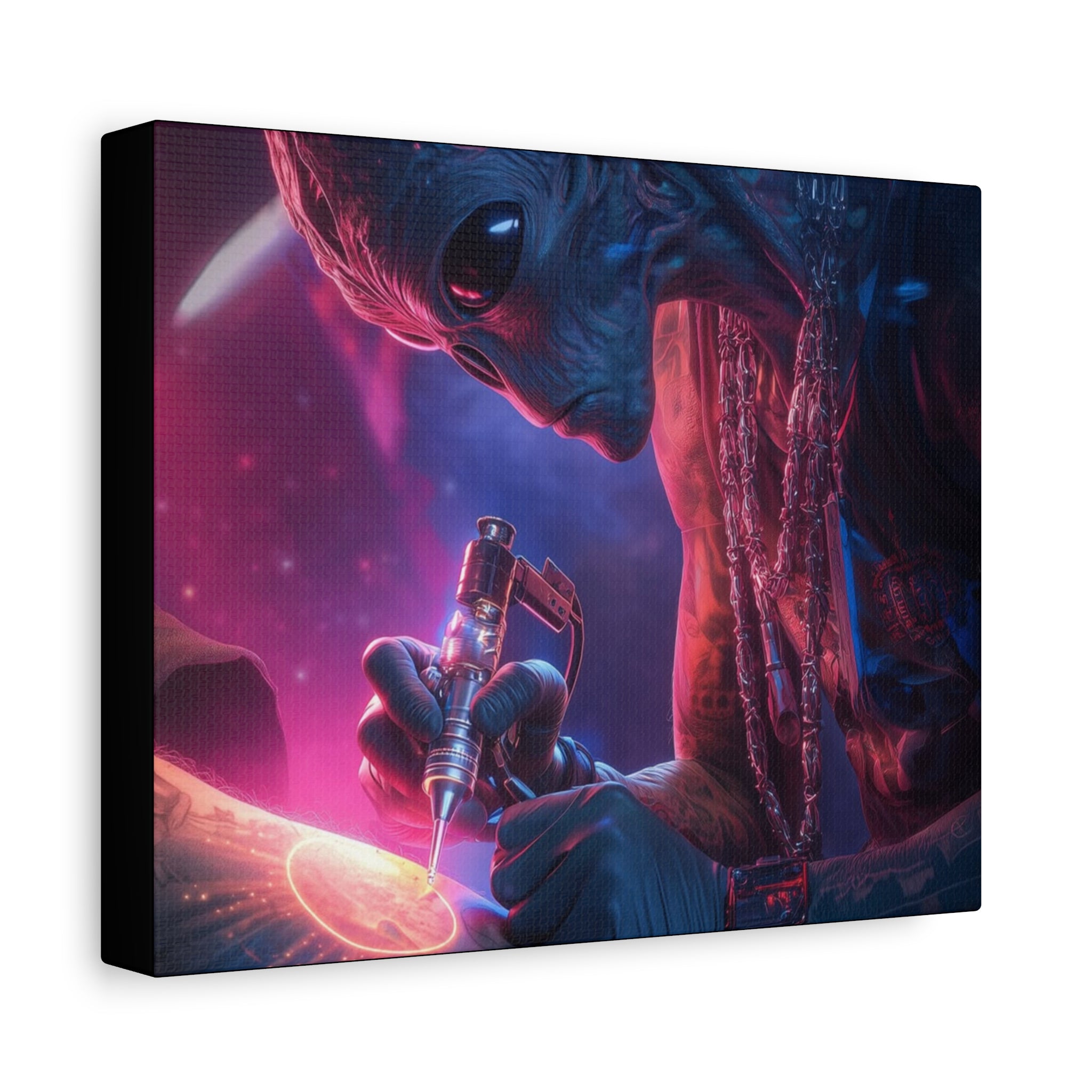 Alien Artist Canvas Print — Neon Sci‑Fi Wall Art