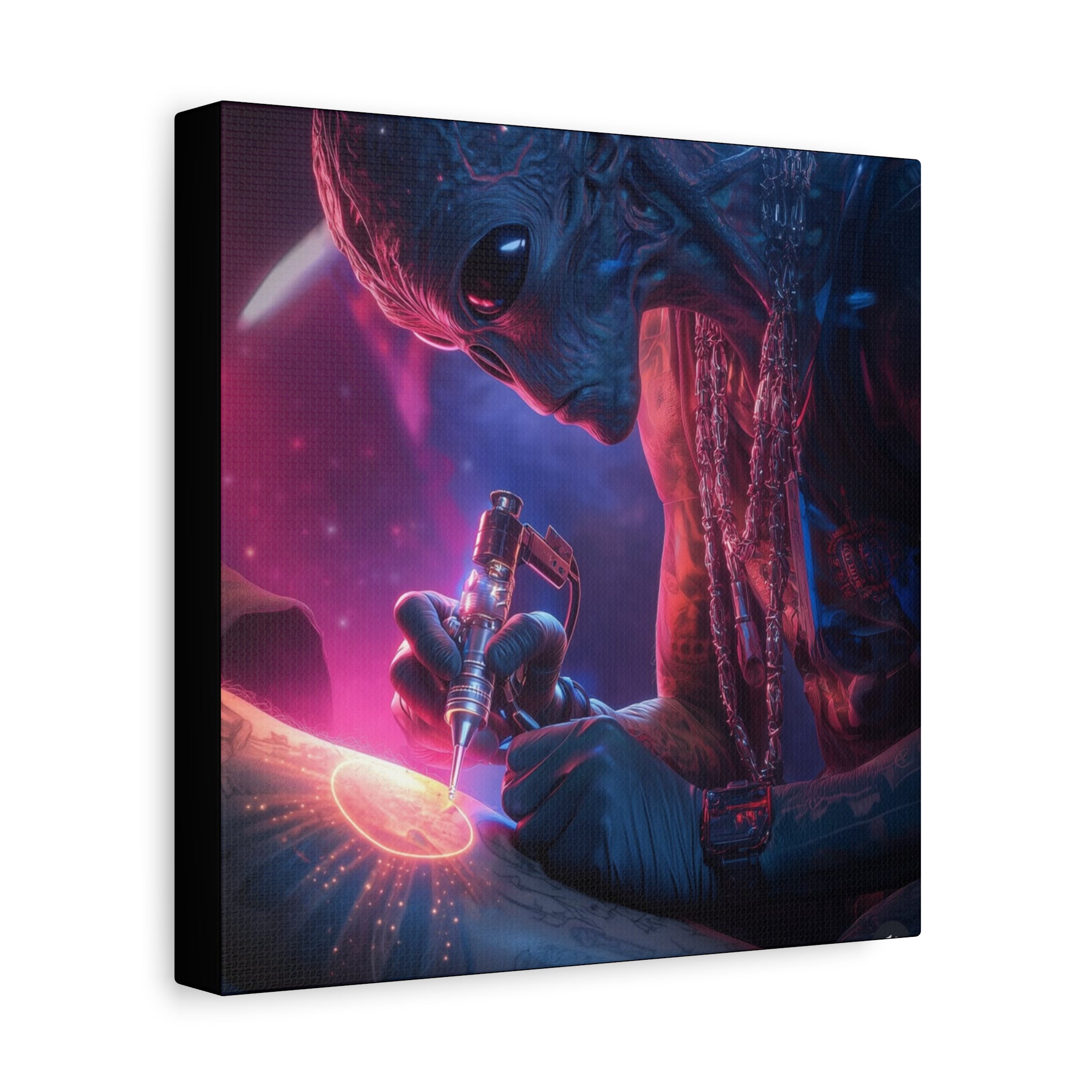 Alien Artist Canvas Print — Neon Sci‑Fi Wall Art