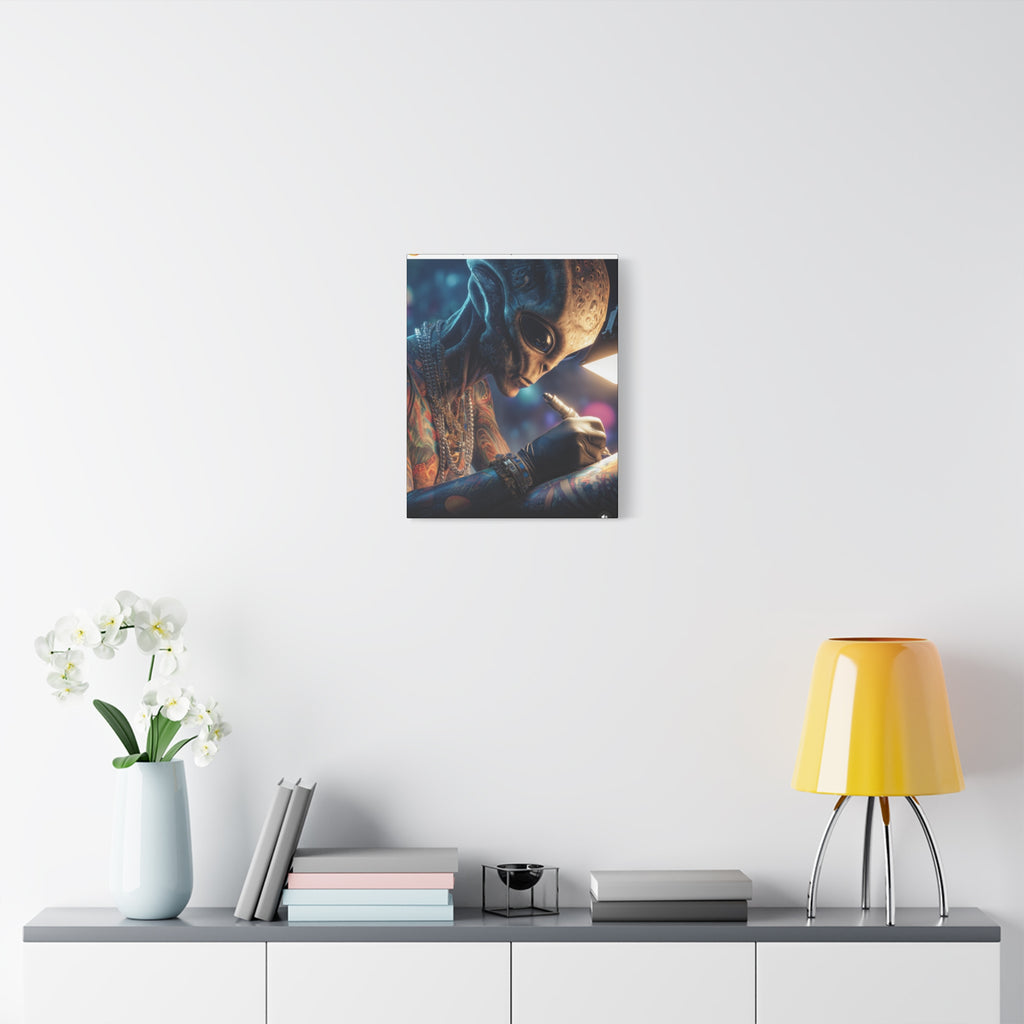Alien Tattoo Artist Canvas Print — Matte Stretched Wall Art