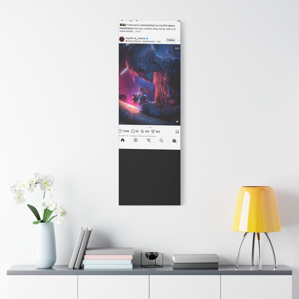 Alien Artist Canvas Print — Neon Sci‑Fi Wall Art