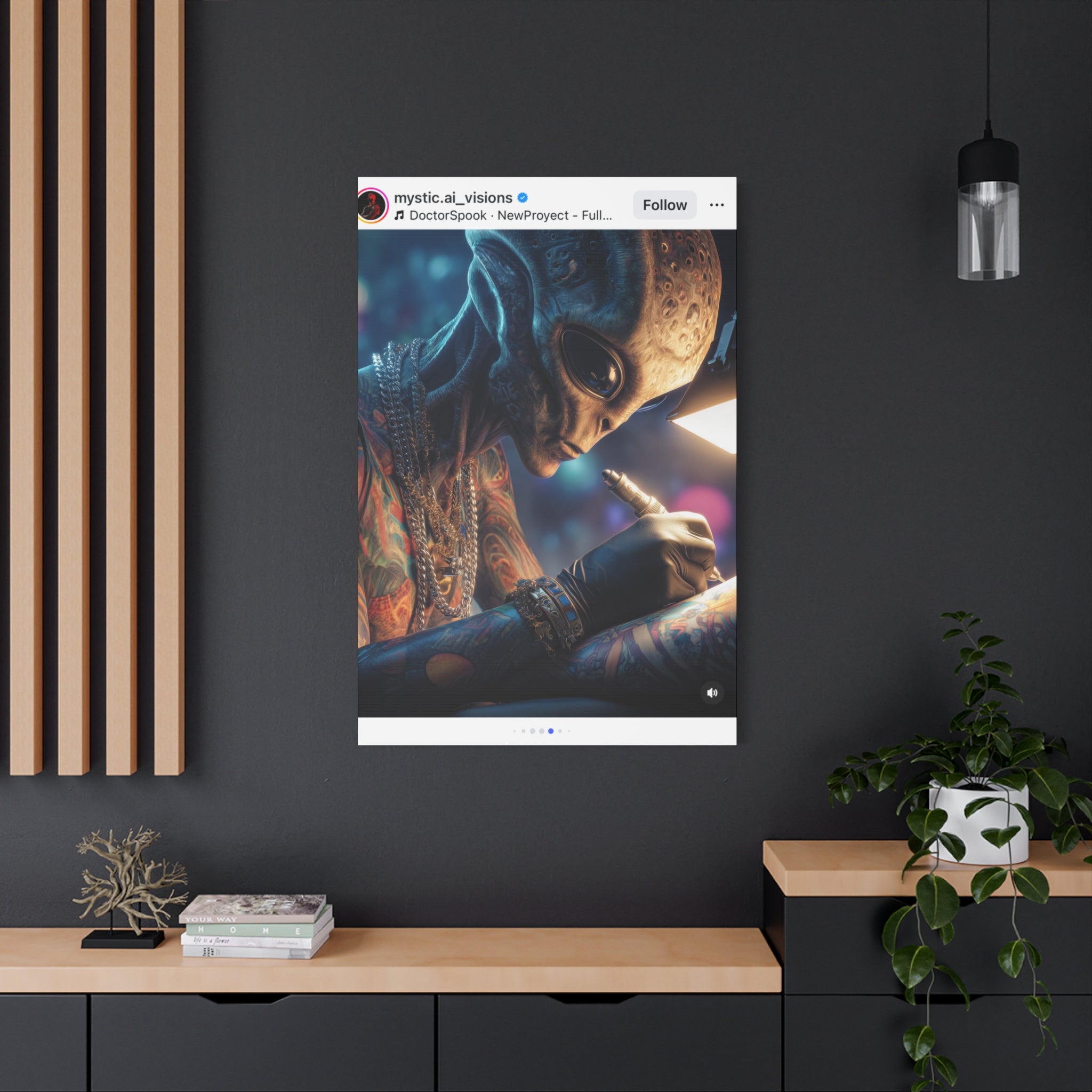 Alien Tattoo Artist Canvas Print — Matte Stretched Wall Art
