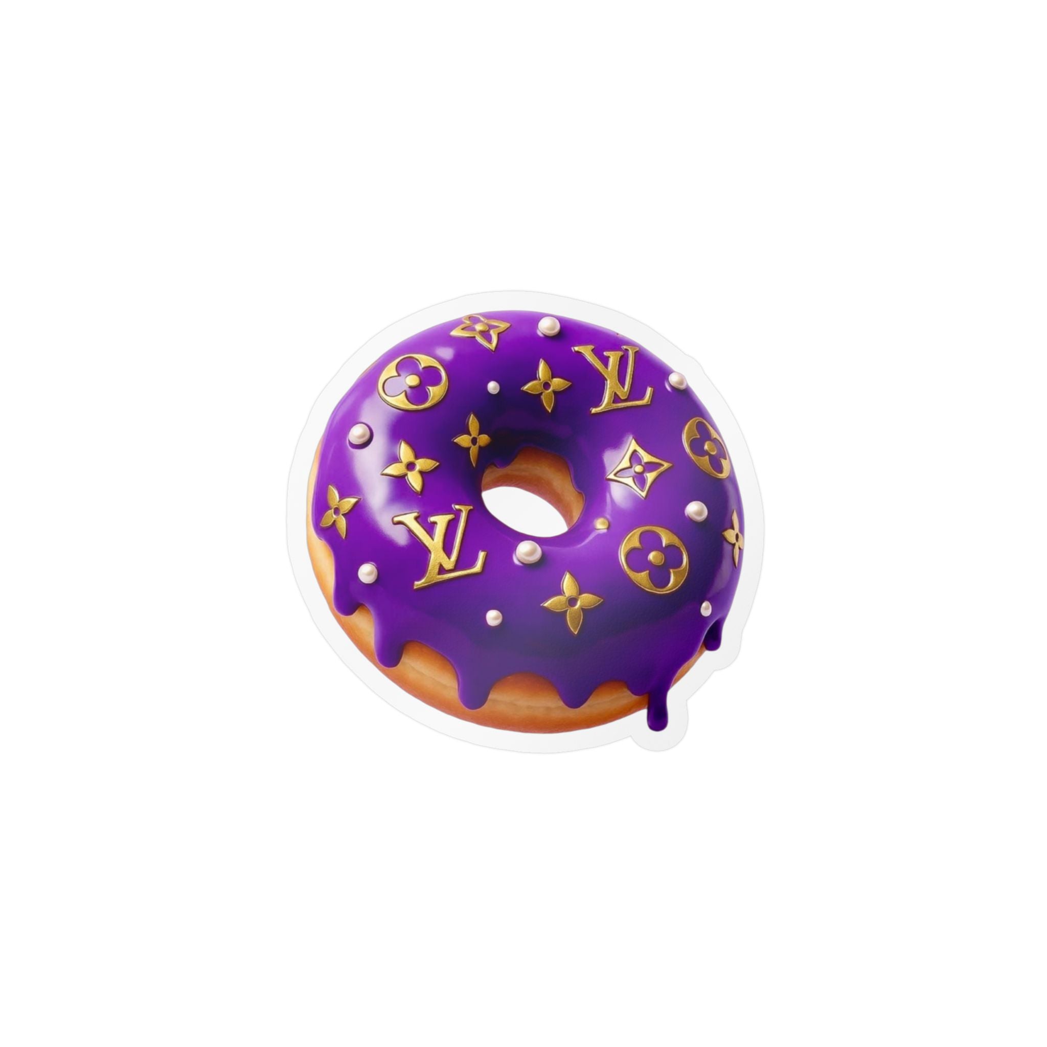 Luxury Logo Donut Vinyl Sticker – Purple Drip Kiss-Cut Decal