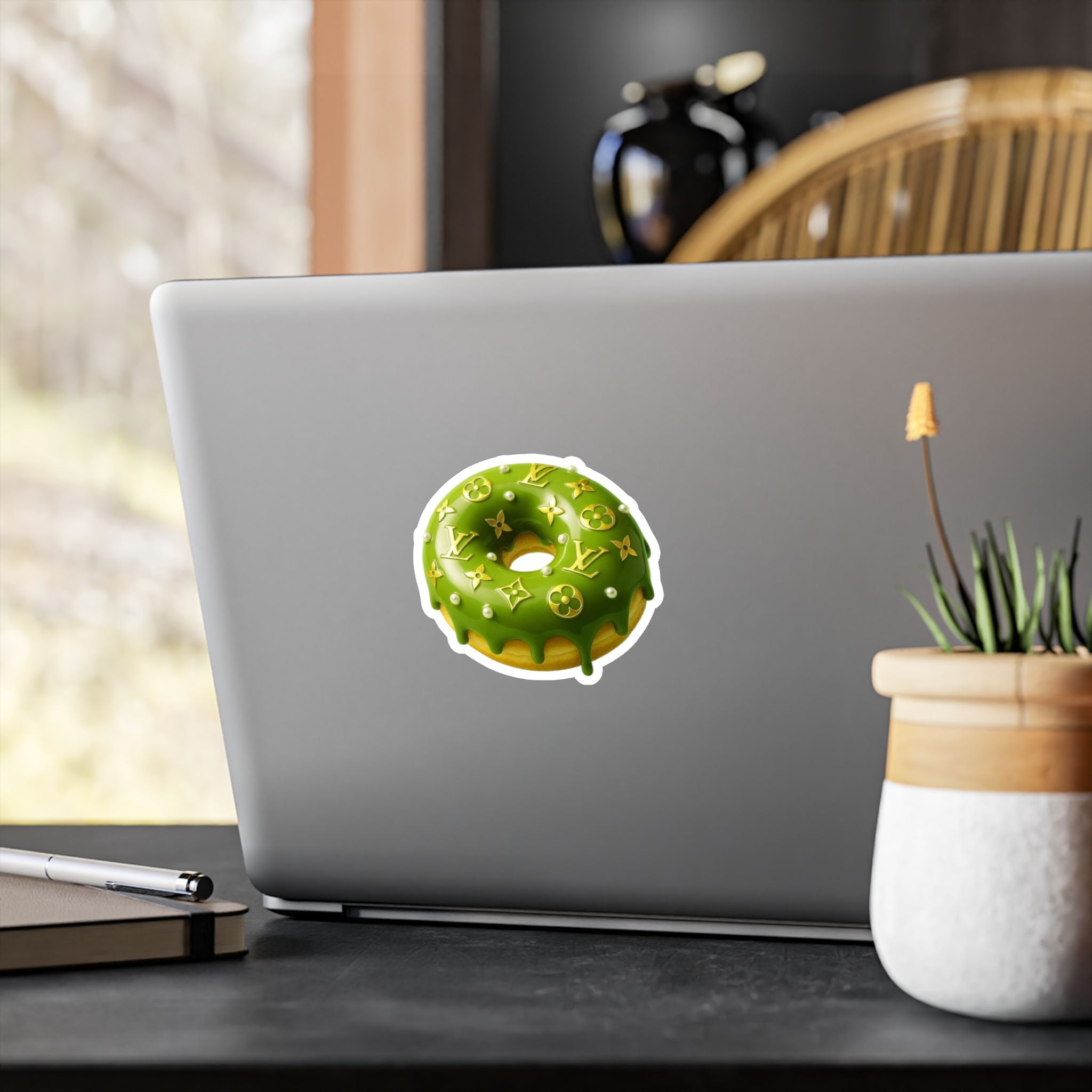 Green Designer LV Donut Kiss-Cut Vinyl Sticker