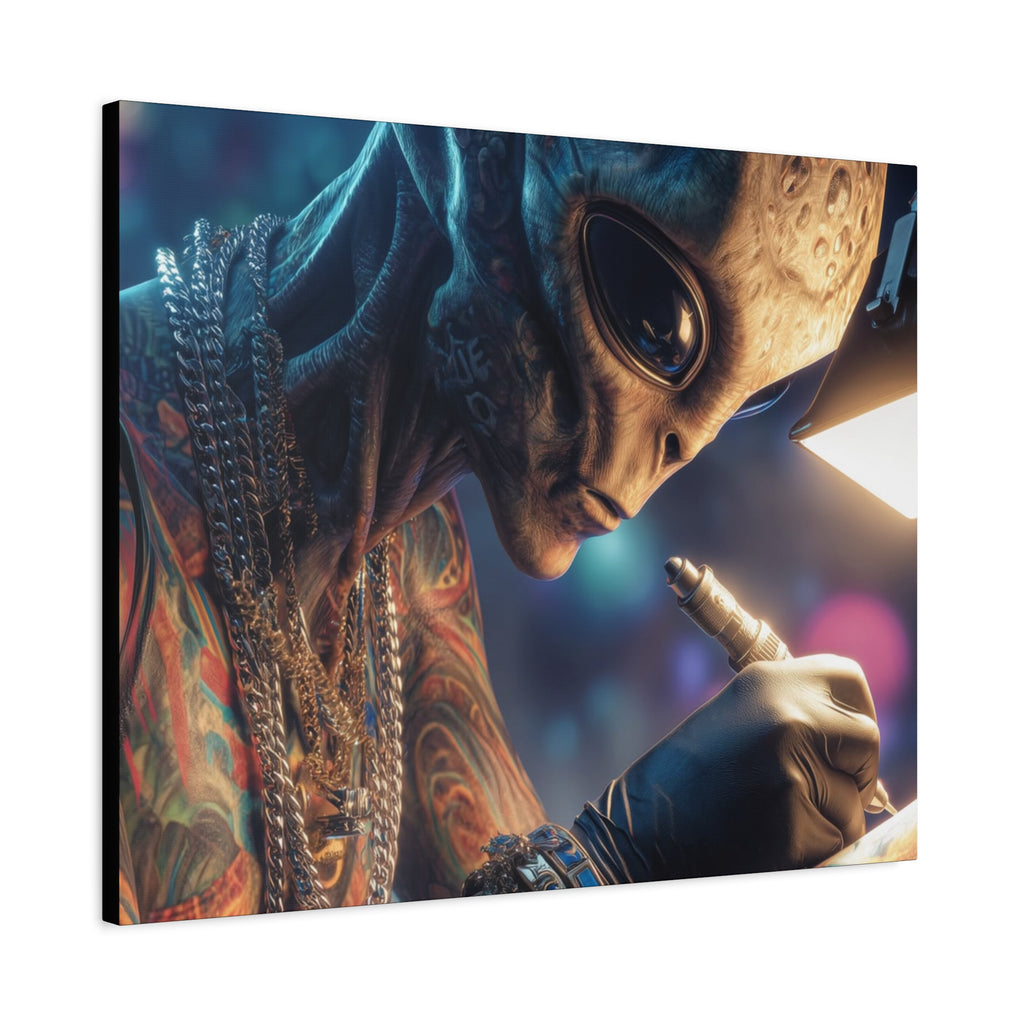 Alien Tattoo Artist Canvas Print — Matte Stretched Wall Art