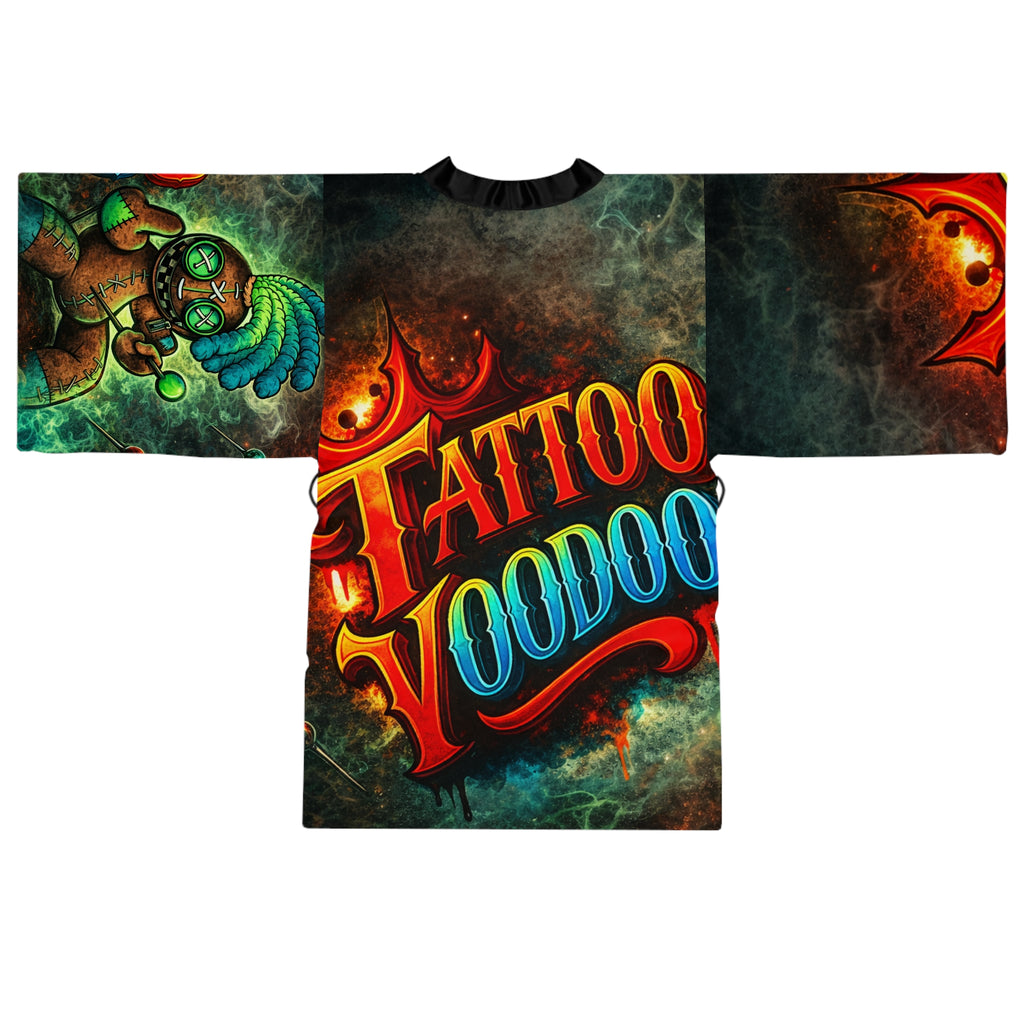 Voodoo Tattoo Kimono Robe — Colorful Voodoo Doll Print