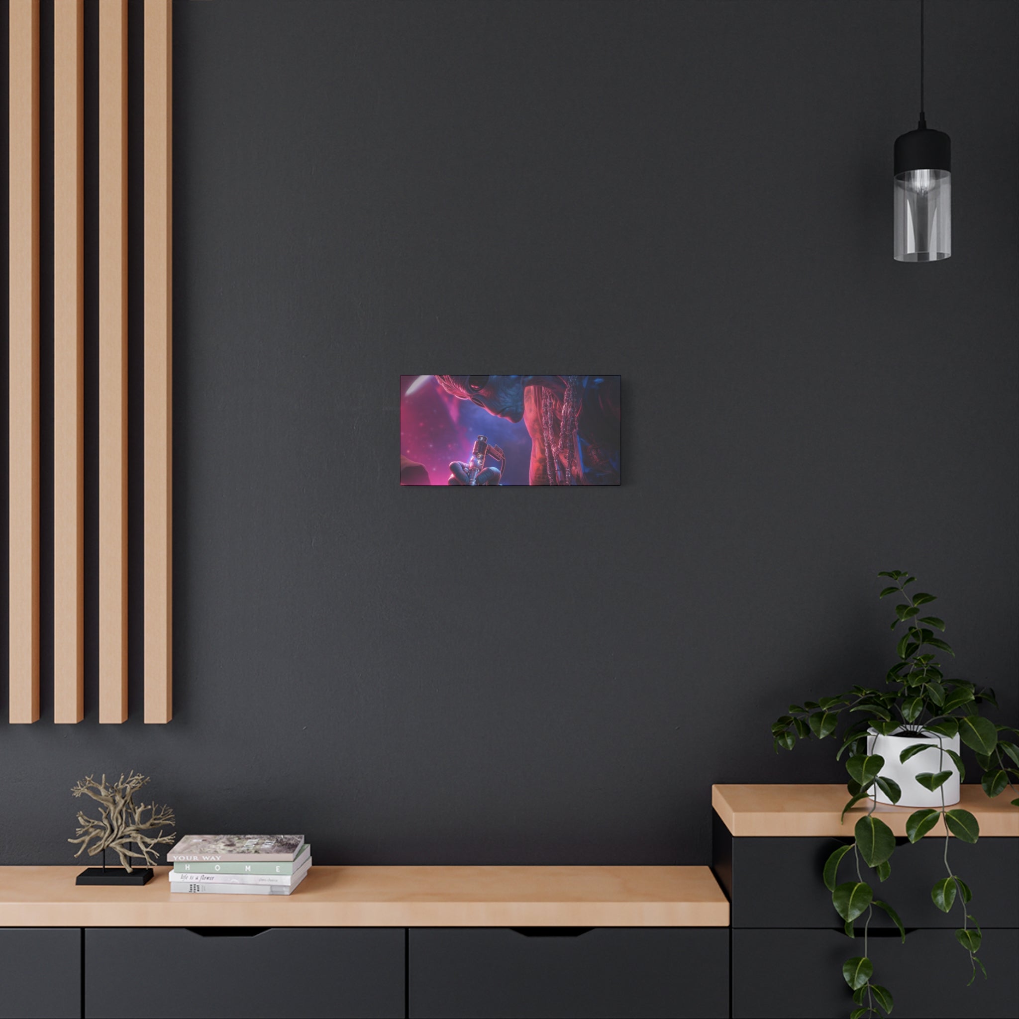 Alien Artist Canvas Print — Neon Sci‑Fi Wall Art