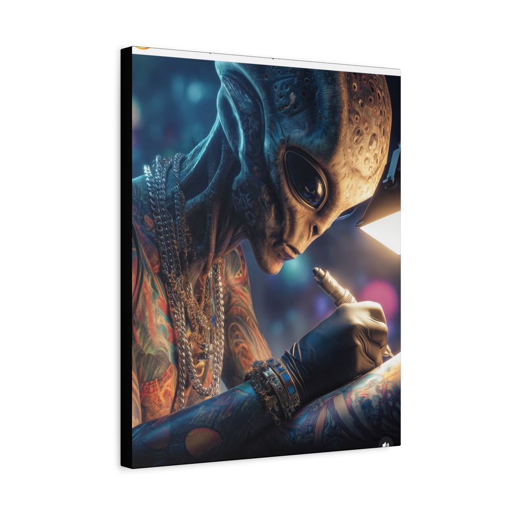 Alien Tattoo Artist Canvas Print — Matte Stretched Wall Art