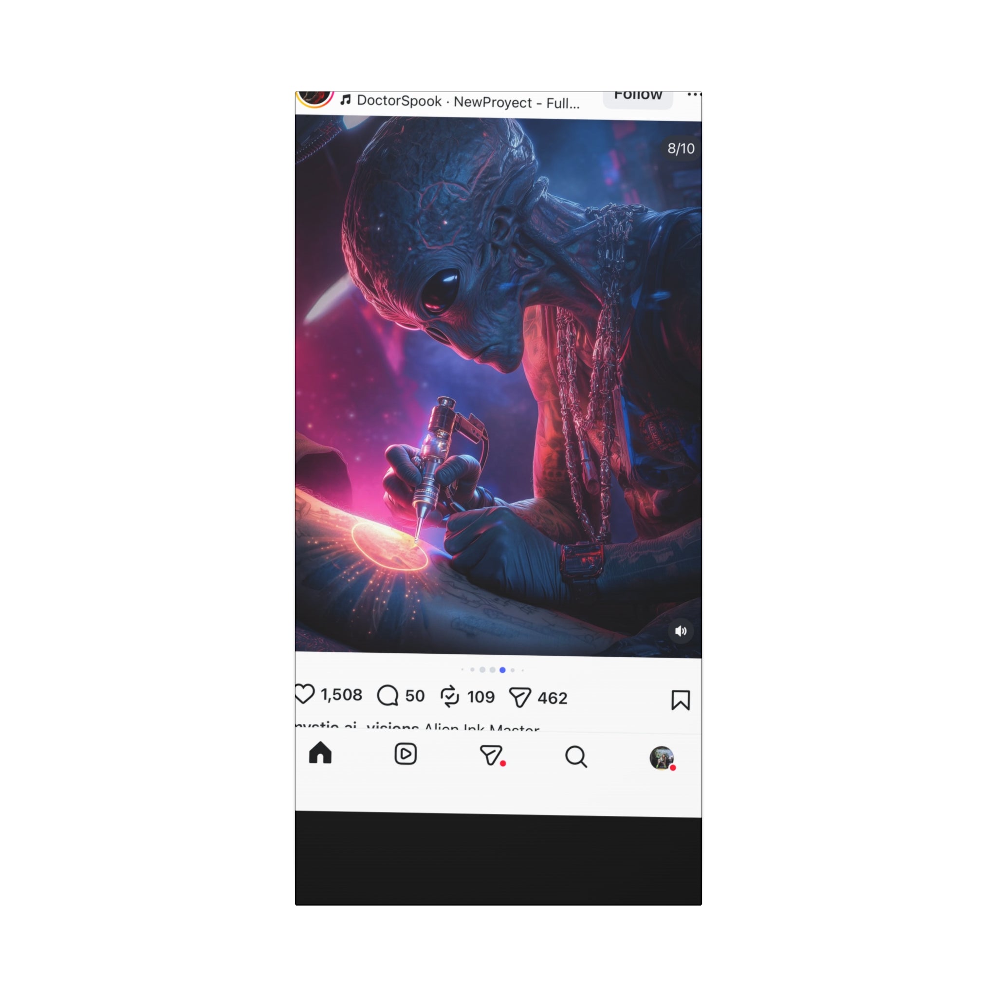 Alien Artist Canvas Print — Neon Sci‑Fi Wall Art