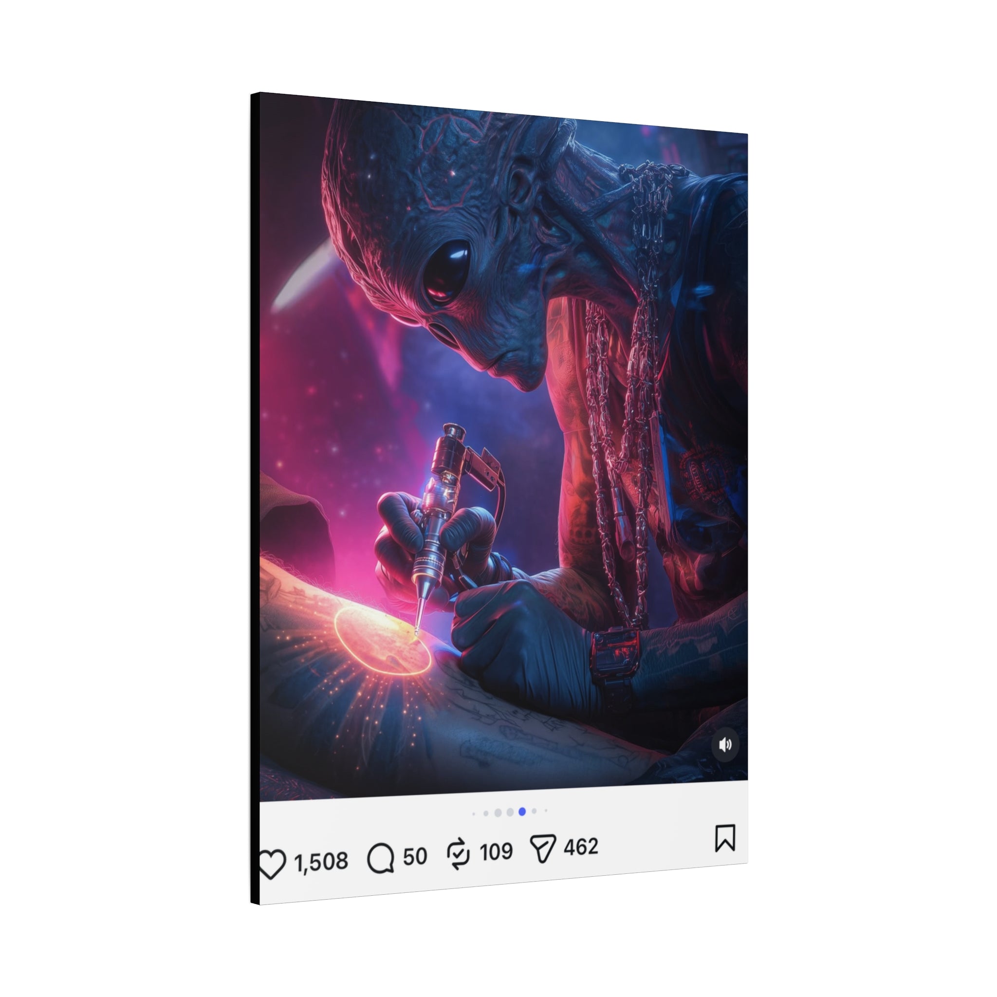Alien Artist Canvas Print — Neon Sci‑Fi Wall Art