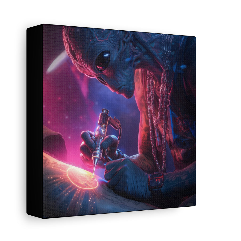 Alien Artist Canvas Print — Neon Sci‑Fi Wall Art