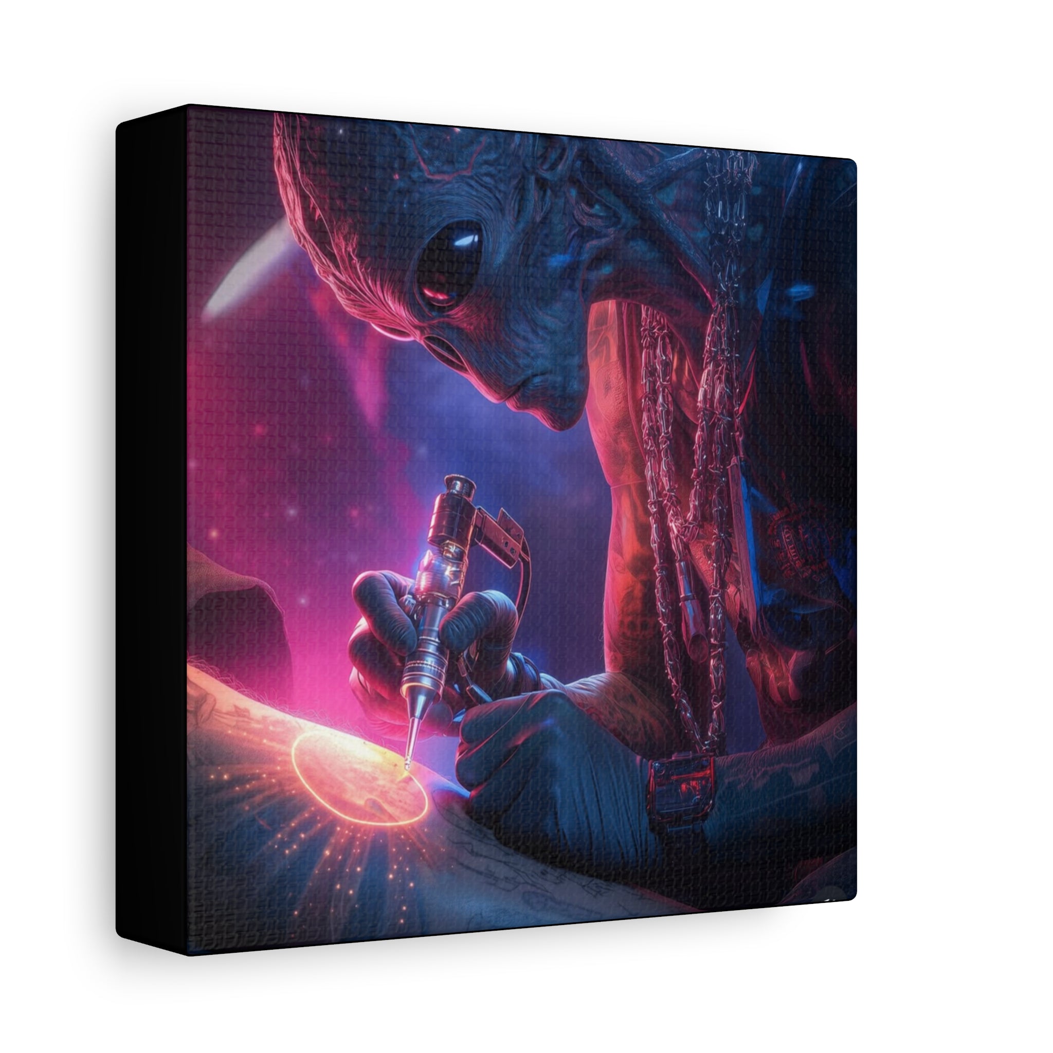 Alien Artist Canvas Print — Neon Sci‑Fi Wall Art