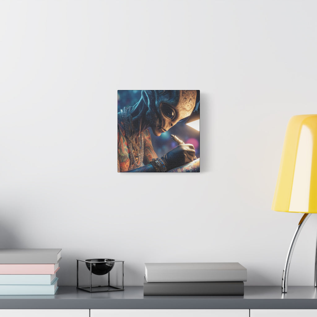 Alien Tattoo Artist Canvas Print — Matte Stretched Wall Art