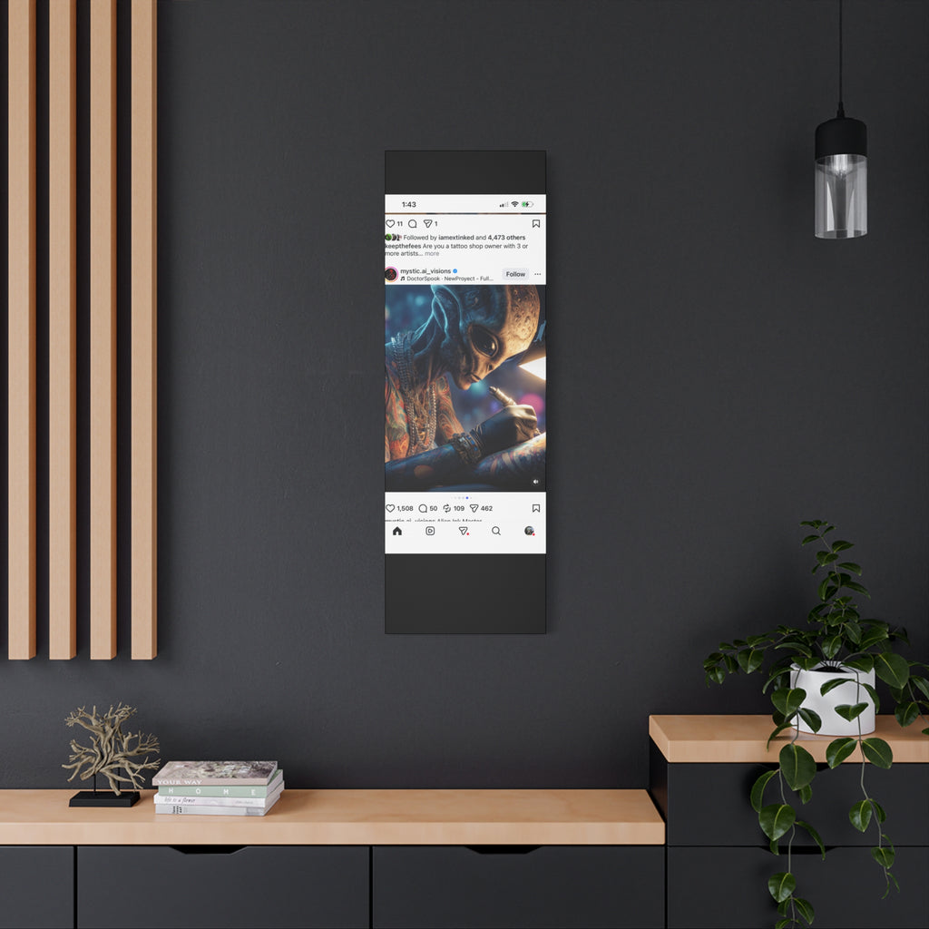 Alien Tattoo Artist Canvas Print — Matte Stretched Wall Art