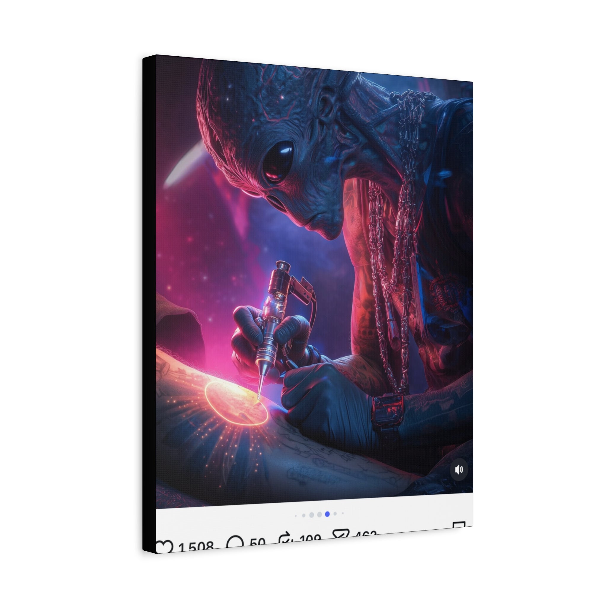 Alien Artist Canvas Print — Neon Sci‑Fi Wall Art