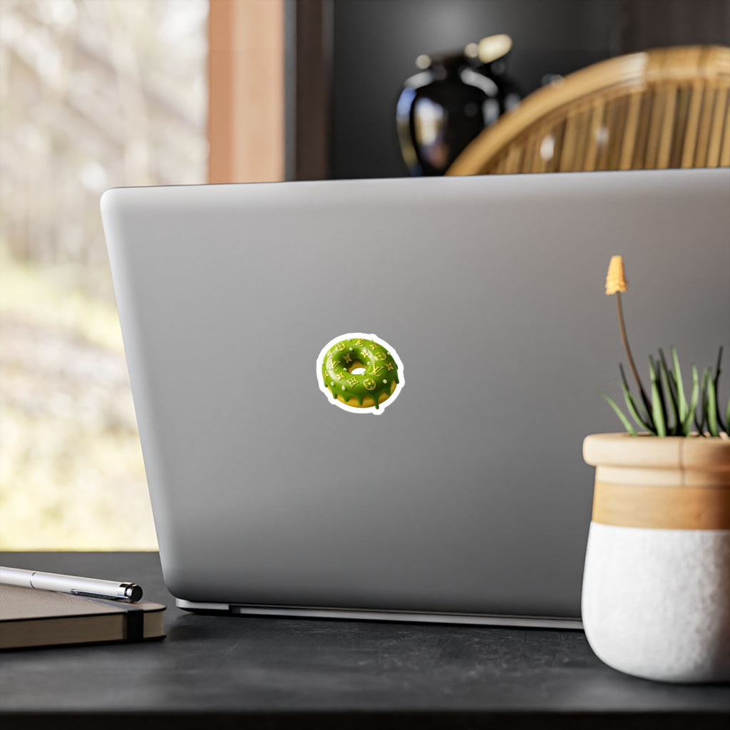 Green Designer LV Donut Kiss-Cut Vinyl Sticker