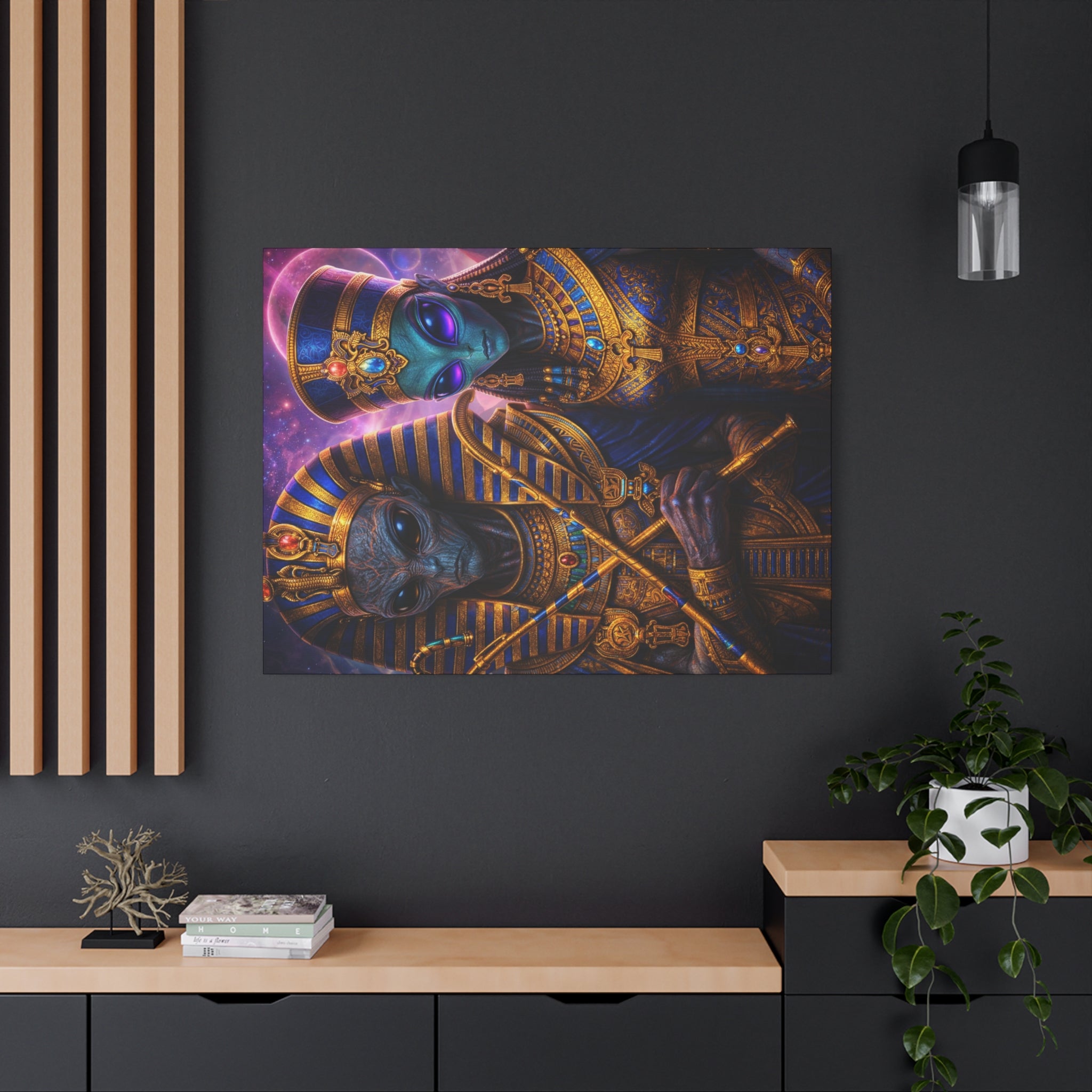 Alien Pharaoh Canvas Art - Matte Stretched Wall Decor