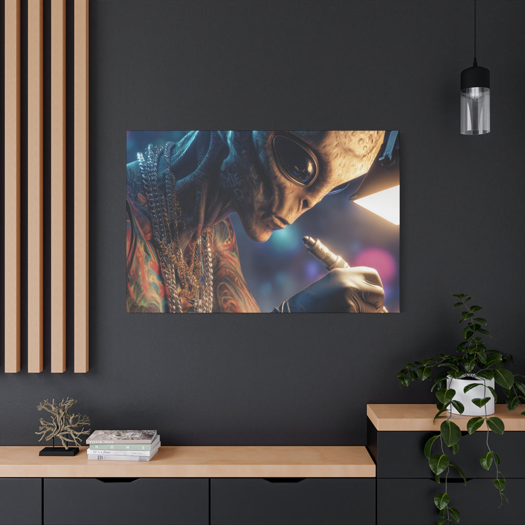 Alien Tattoo Artist Canvas Print — Matte Stretched Wall Art