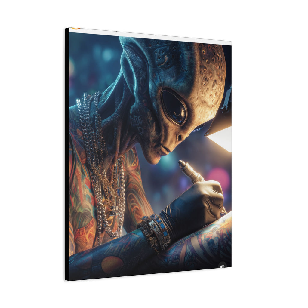 Alien Tattoo Artist Canvas Print — Matte Stretched Wall Art